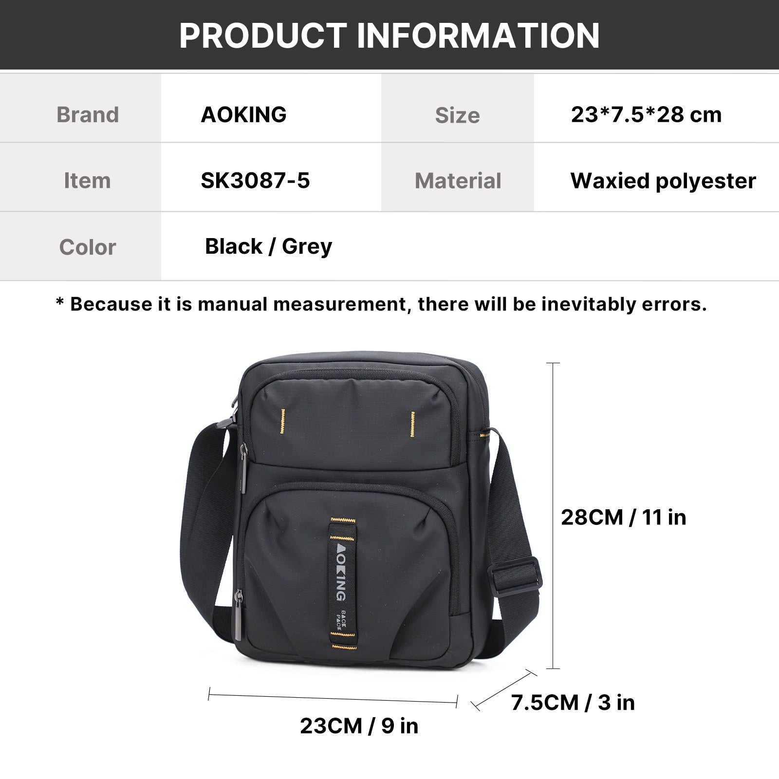 Aoking Durable Large Capacity Cross-Body Shoulder Bag SK3087-5
