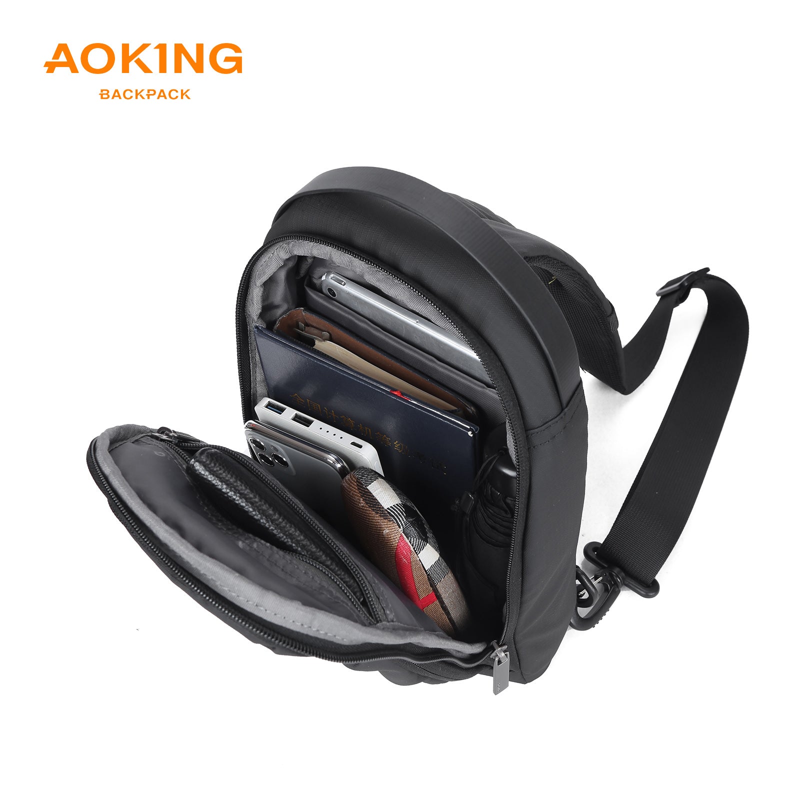 Aoking Black Fashion Men Waterproof Sling Bag SY3085-5