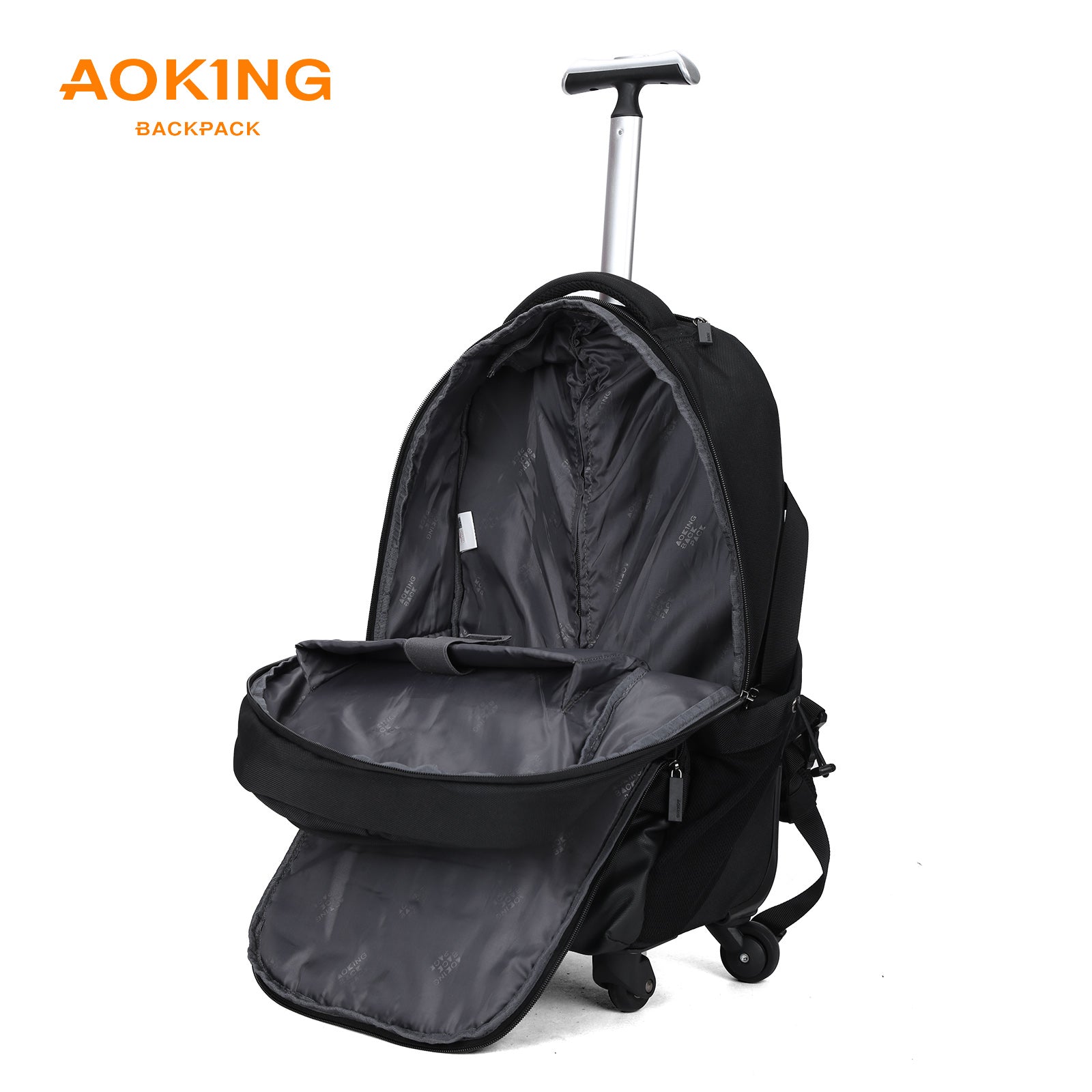 Aoking Rolling Trolley Backpack Black SLN69569