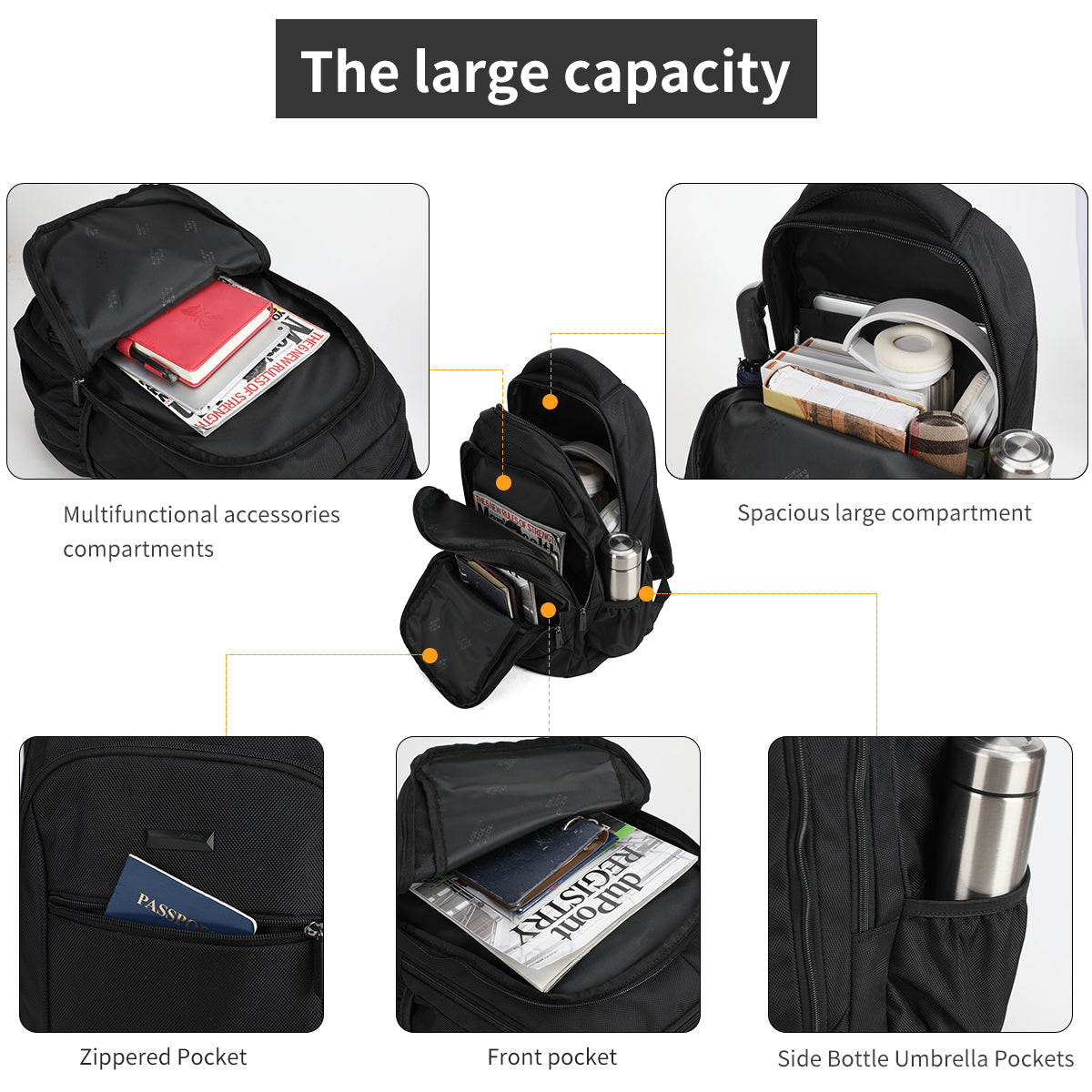Aoking Backpack Black Casual Backpack Student Bag H970