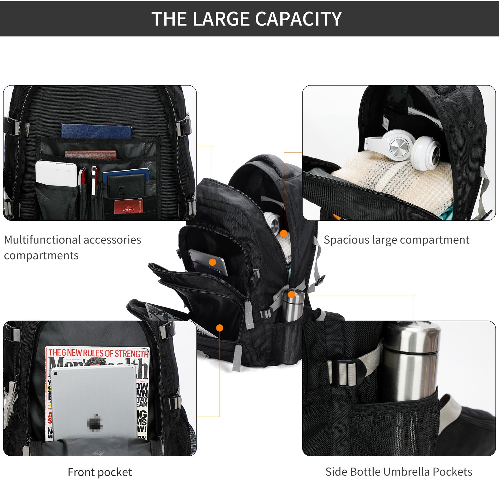 Aoking Backpack Black Casual Backpack Student Bag H997
