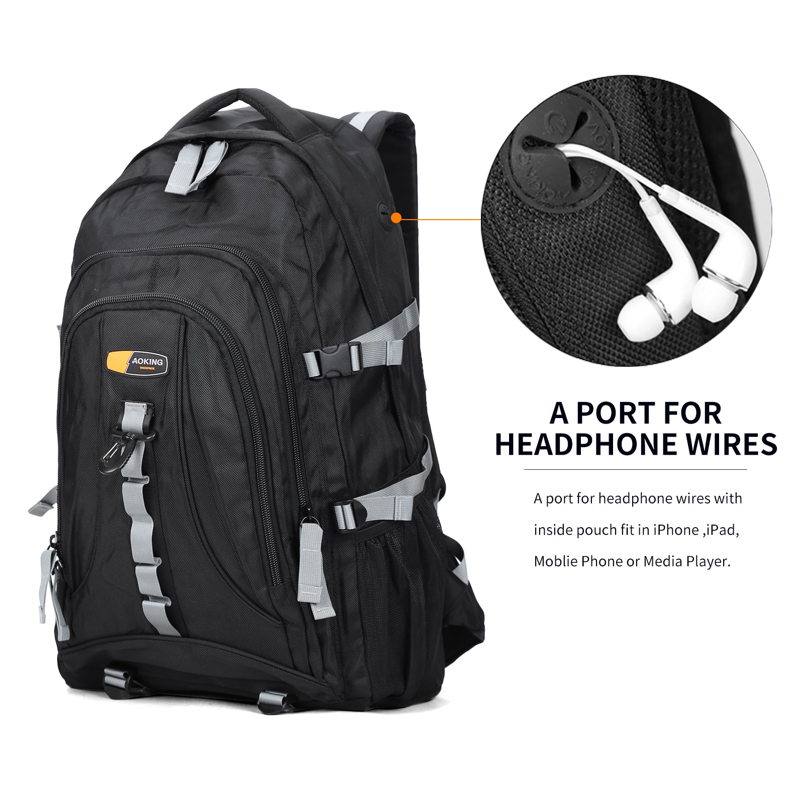 Aoking Backpack Black Casual Backpack Student Bag H997