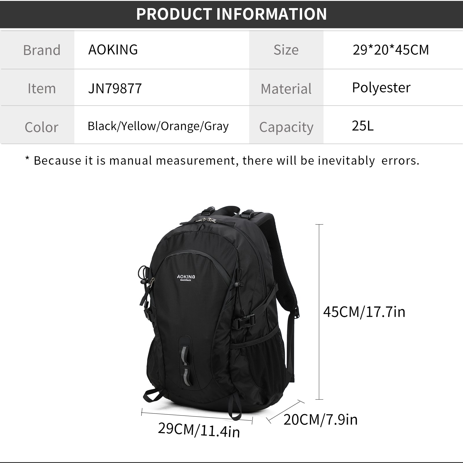 Aoking Backpack Large Capacity Casual Backpack Outdoor Bag JN79877