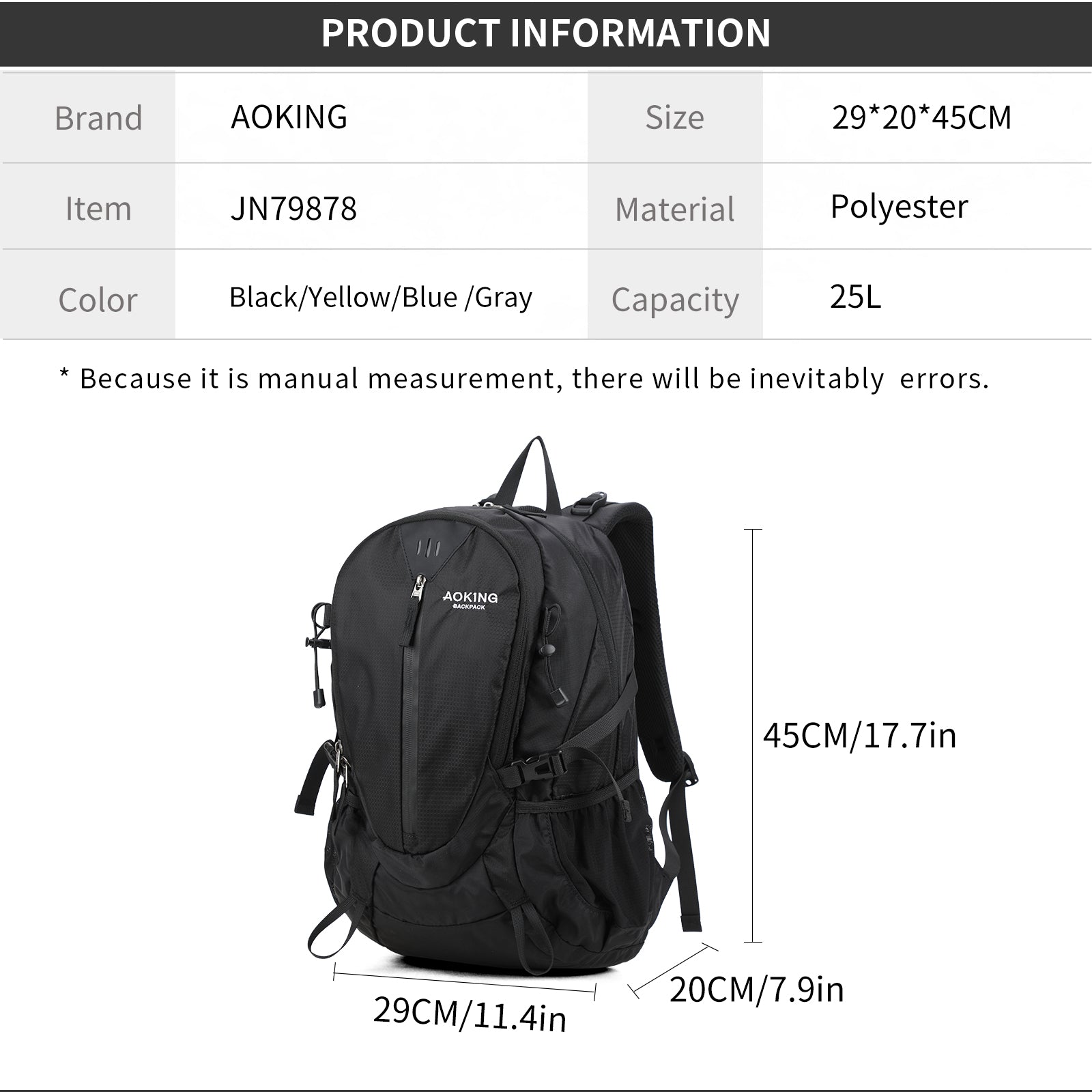 Aoking Backpack Large Capacity Casual Backpack Outdoor Bag JN79878