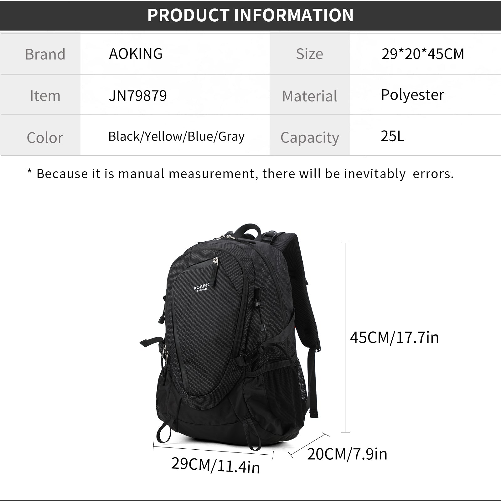 Aoking Backpack Large Capacity Casual Backpack Outdoor Bag JN79879