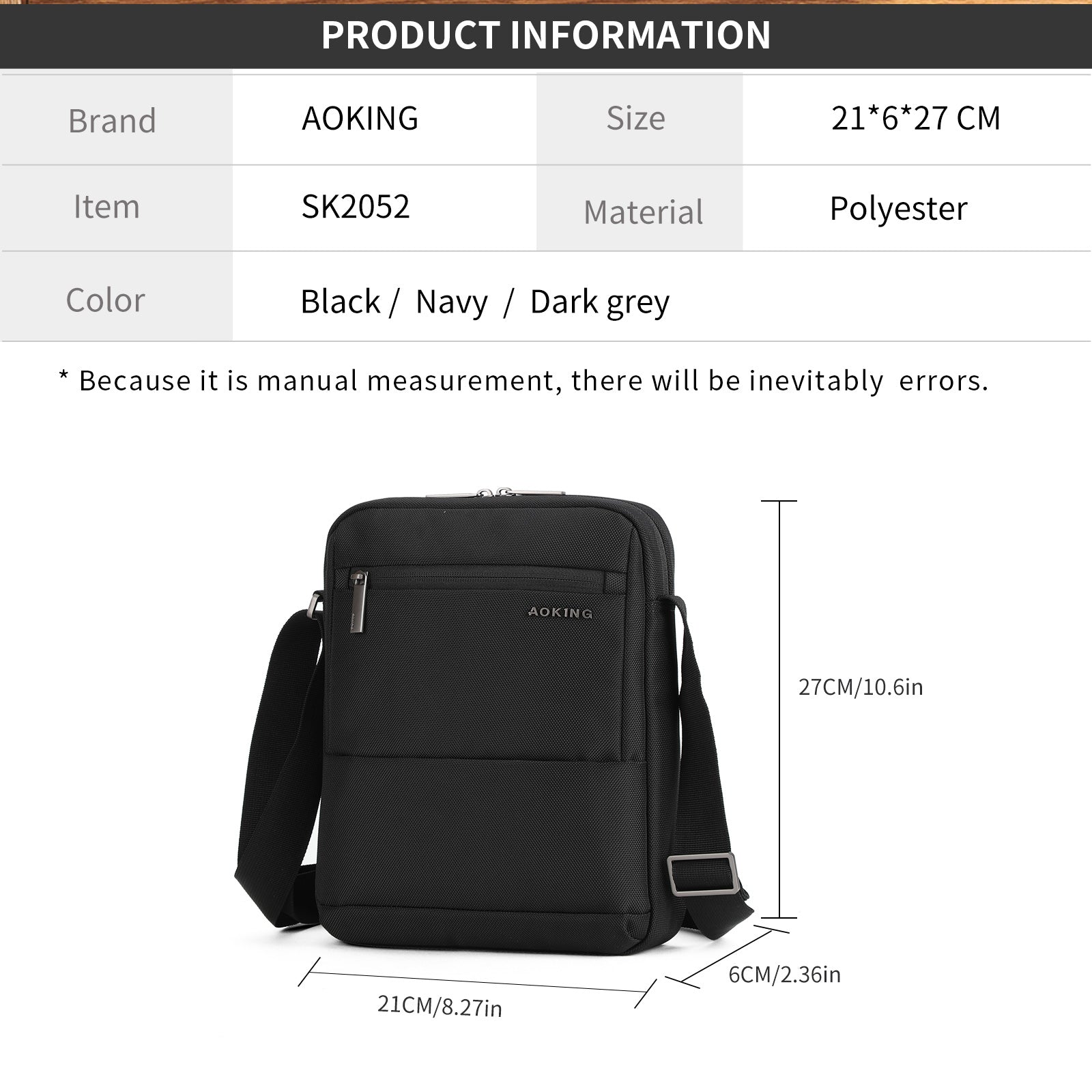 Aoking Durable Large Capacity Cross-Body Shoulder Bag SK2052