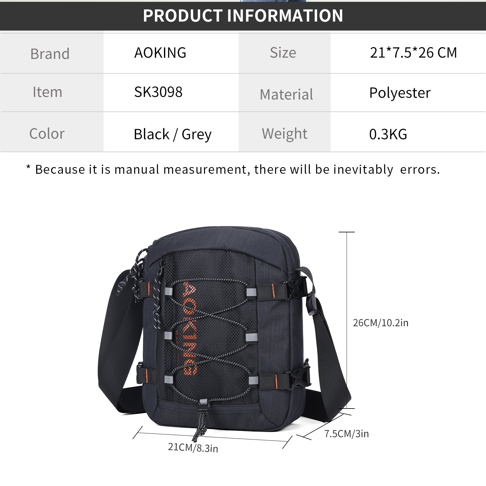 Aoking Fashion Waterproof Durable Crossbody Sling Bag SK3098