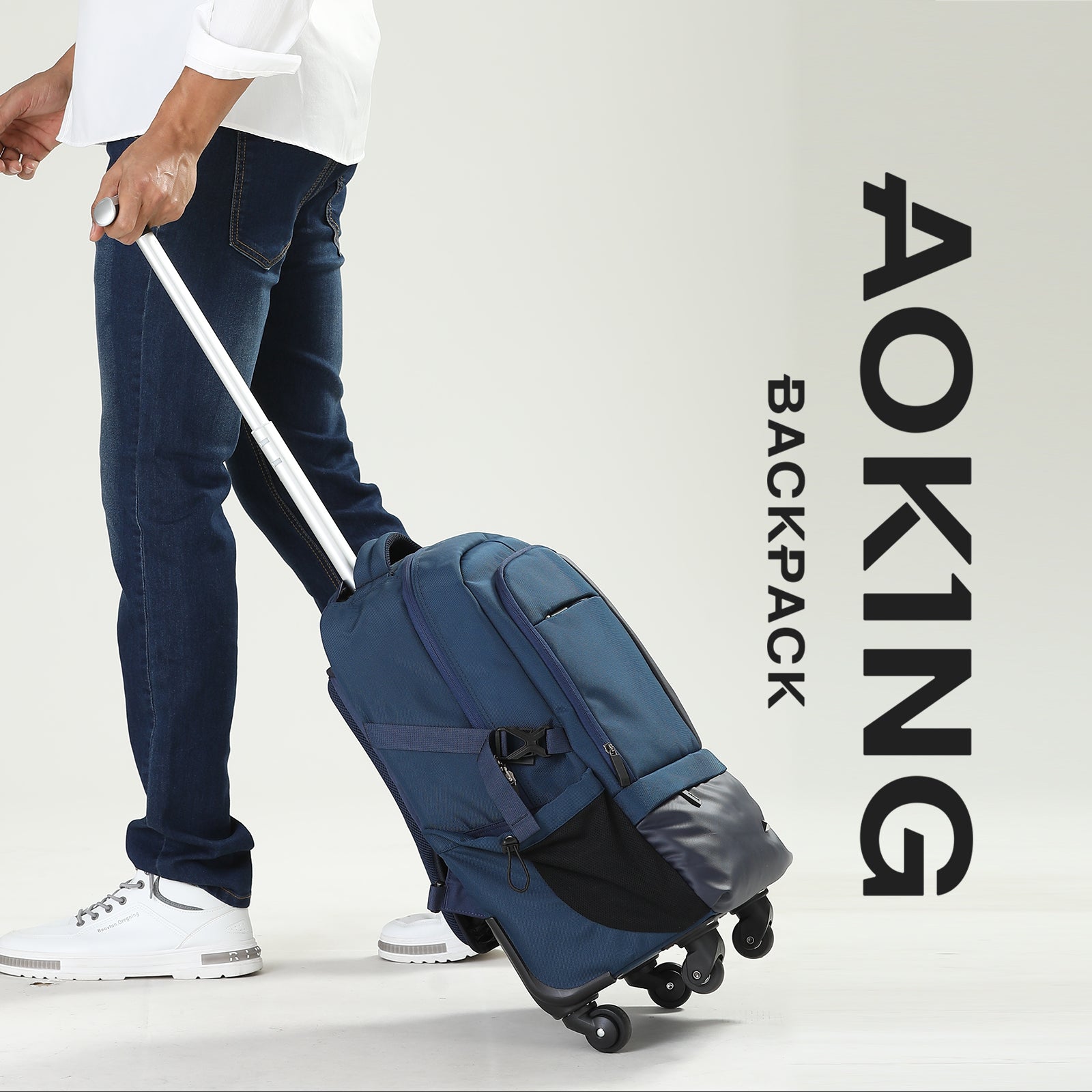 Aoking Rolling Trolley Backpack Black SLN69569