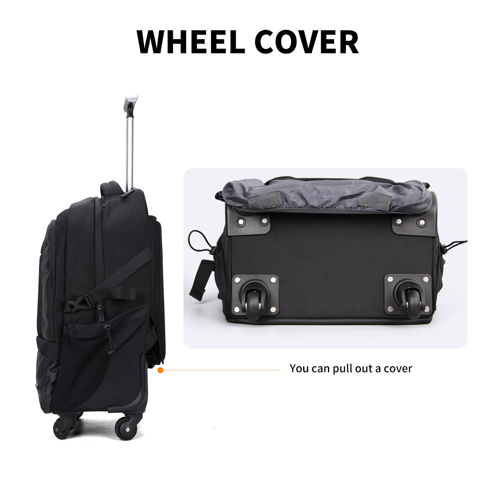Aoking Rolling Trolley Backpack Black SLN69569