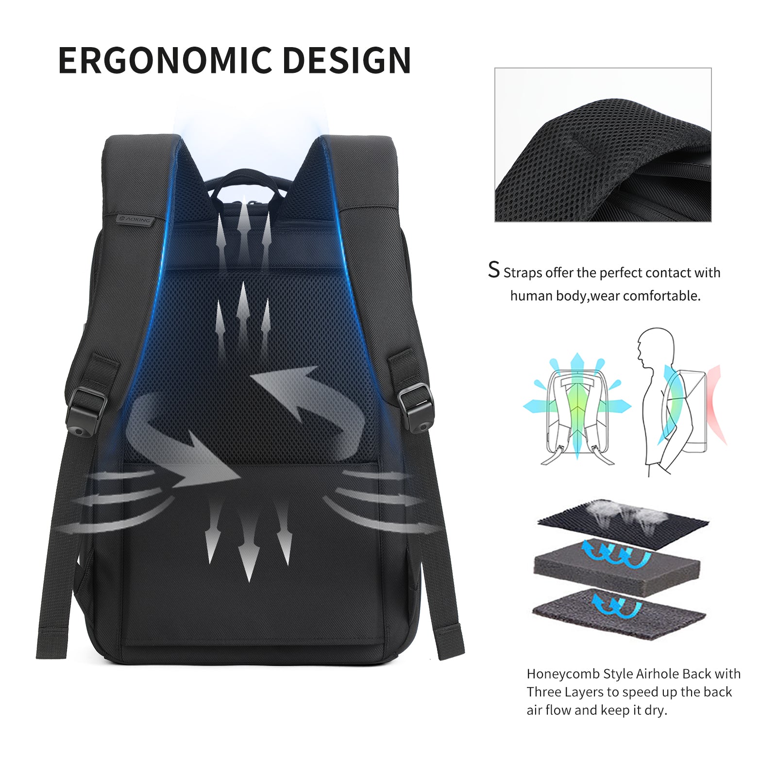 Aoking Fashion Backpack Laptop Business Backpack SN2120