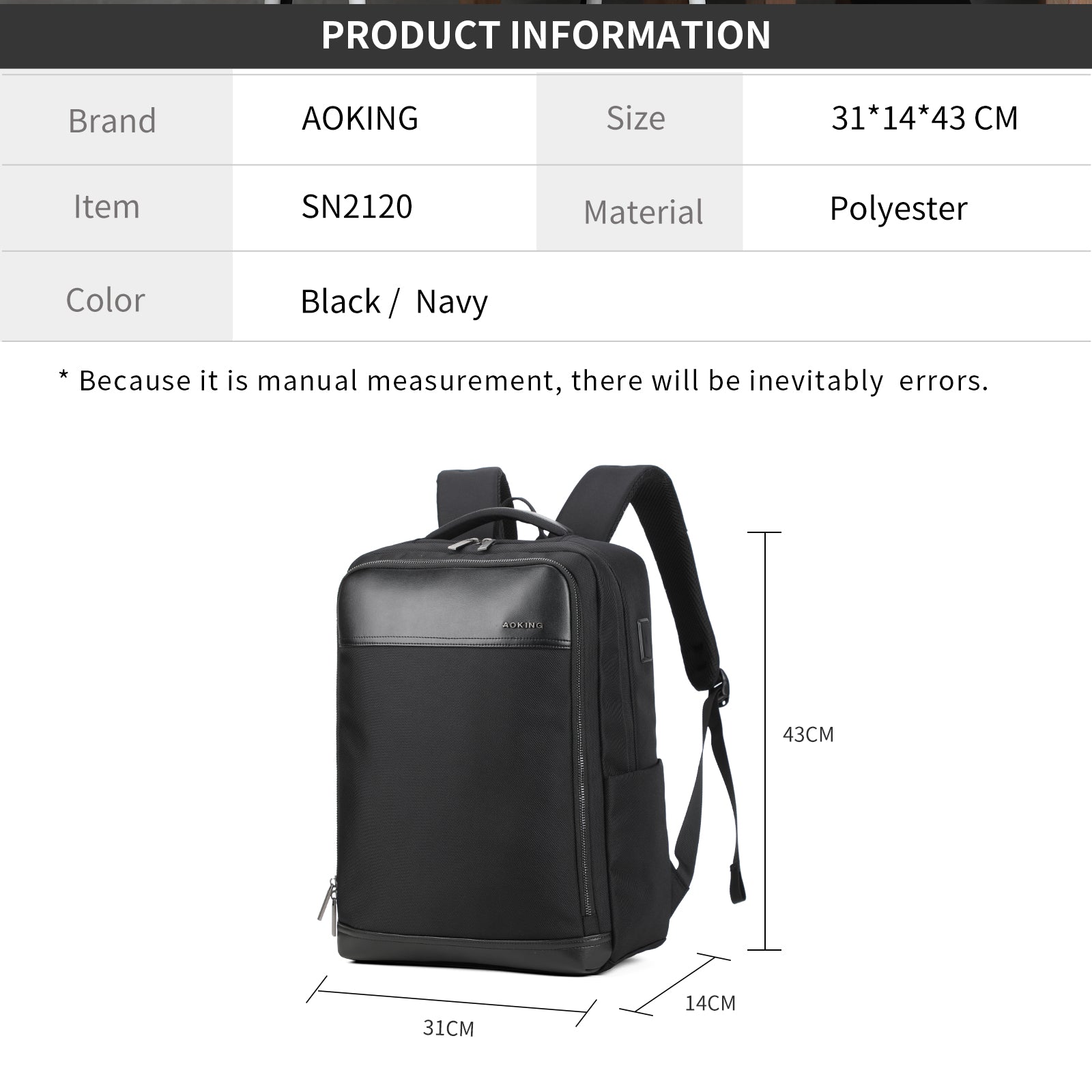 Aoking Fashion Backpack Laptop Business Backpack SN2120