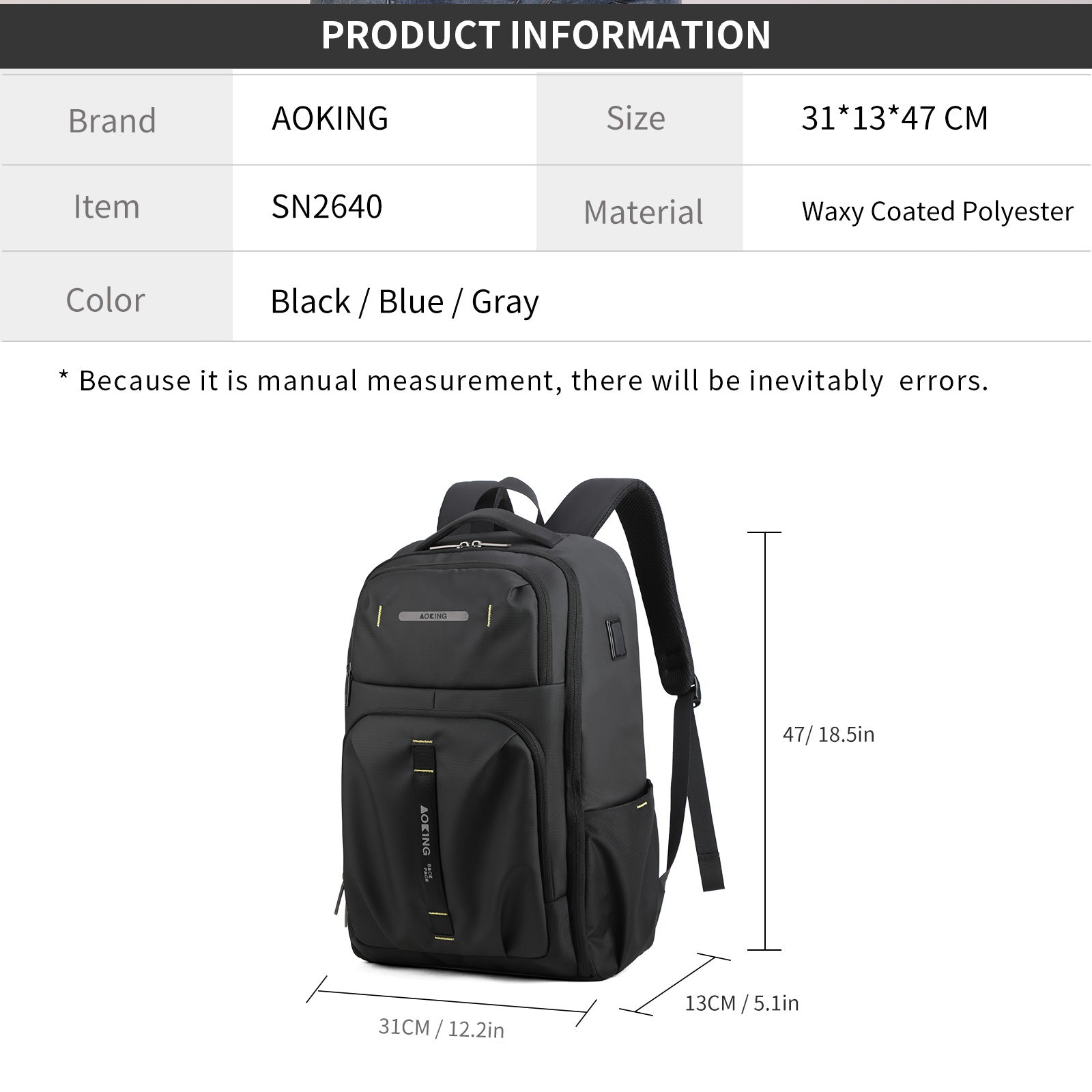 Aoking Backpack Business Laptop Men Backpack SN2640