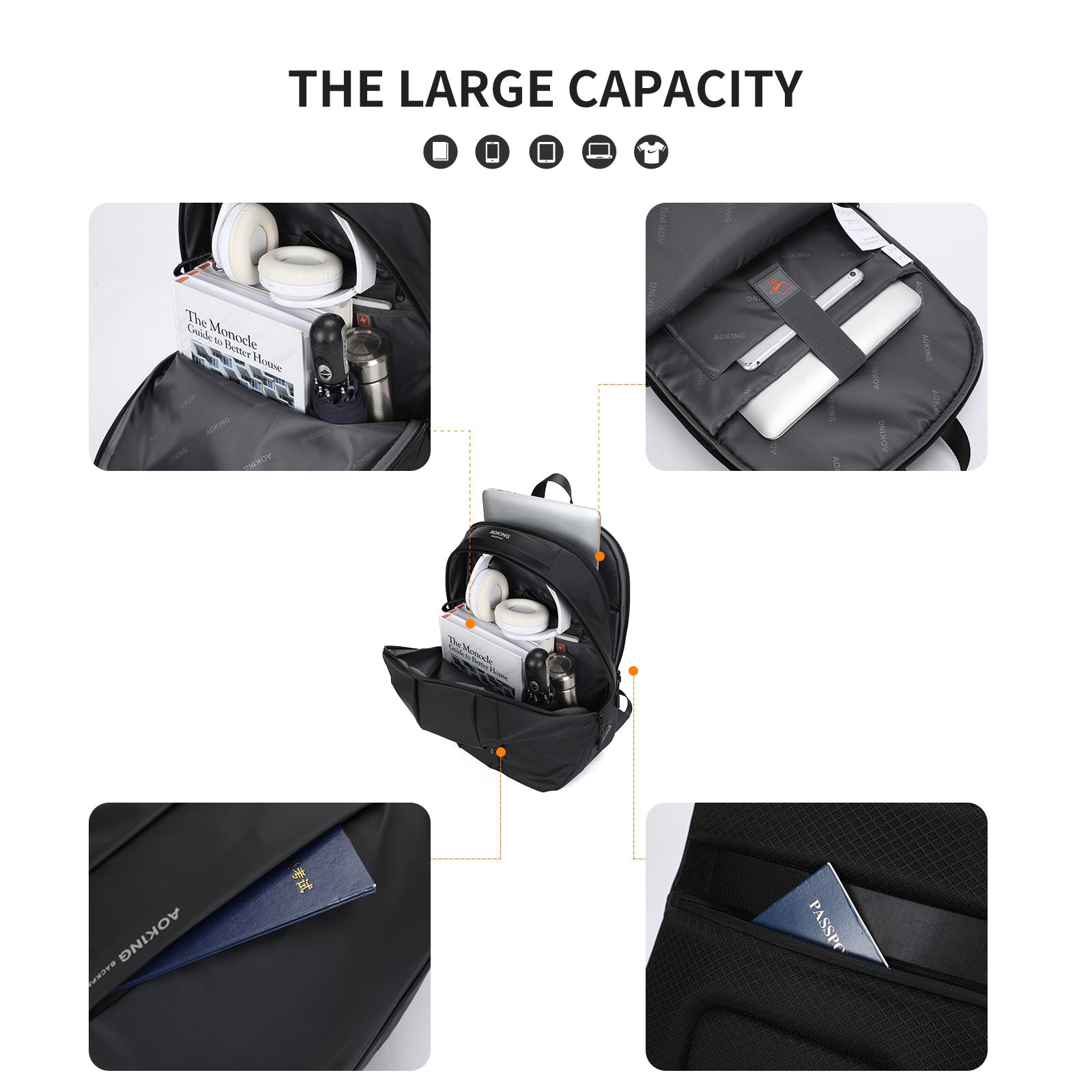 Aoking Fashion Backpack Laptop Business Backpack SN4003-5