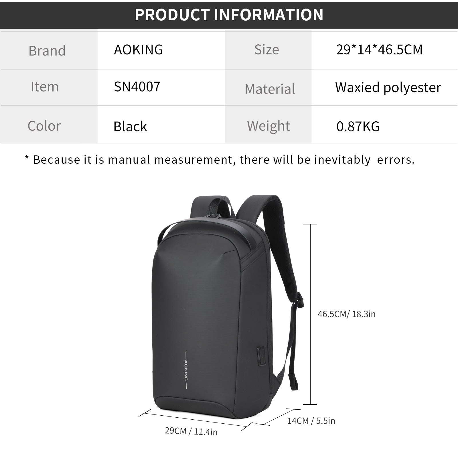 Aoking Fashion Backpack Laptop Business Backpack SN4007