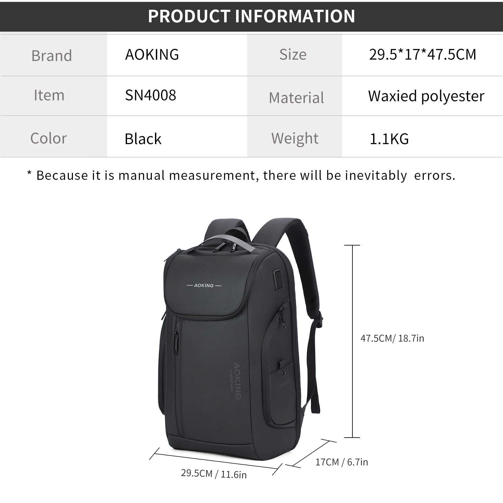 Aoking Fashion Backpack Laptop Business Backpack SN4008