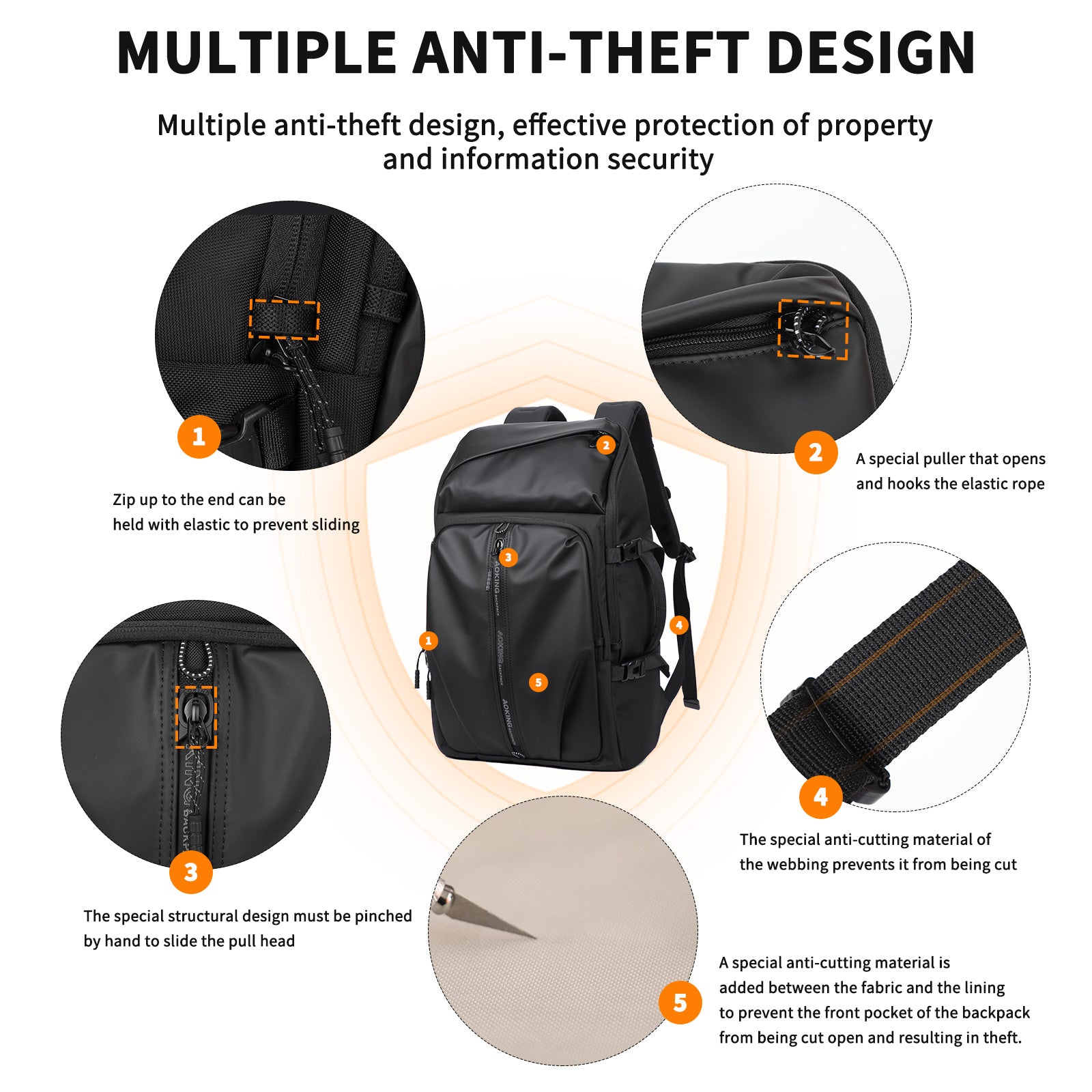 Aoking Lightweight Anti-Theft Backpack Laptop Backpack SN41337F