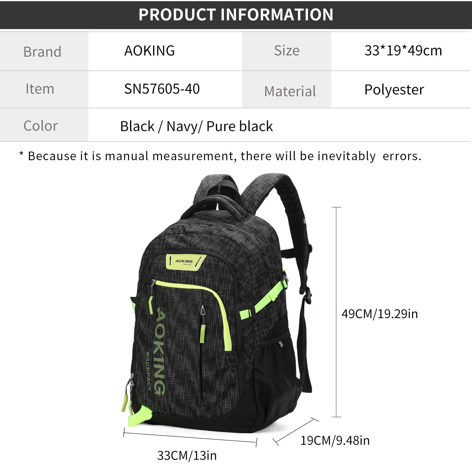 Aoking Large Capacity Laptop Business Backpack SN57605-40A