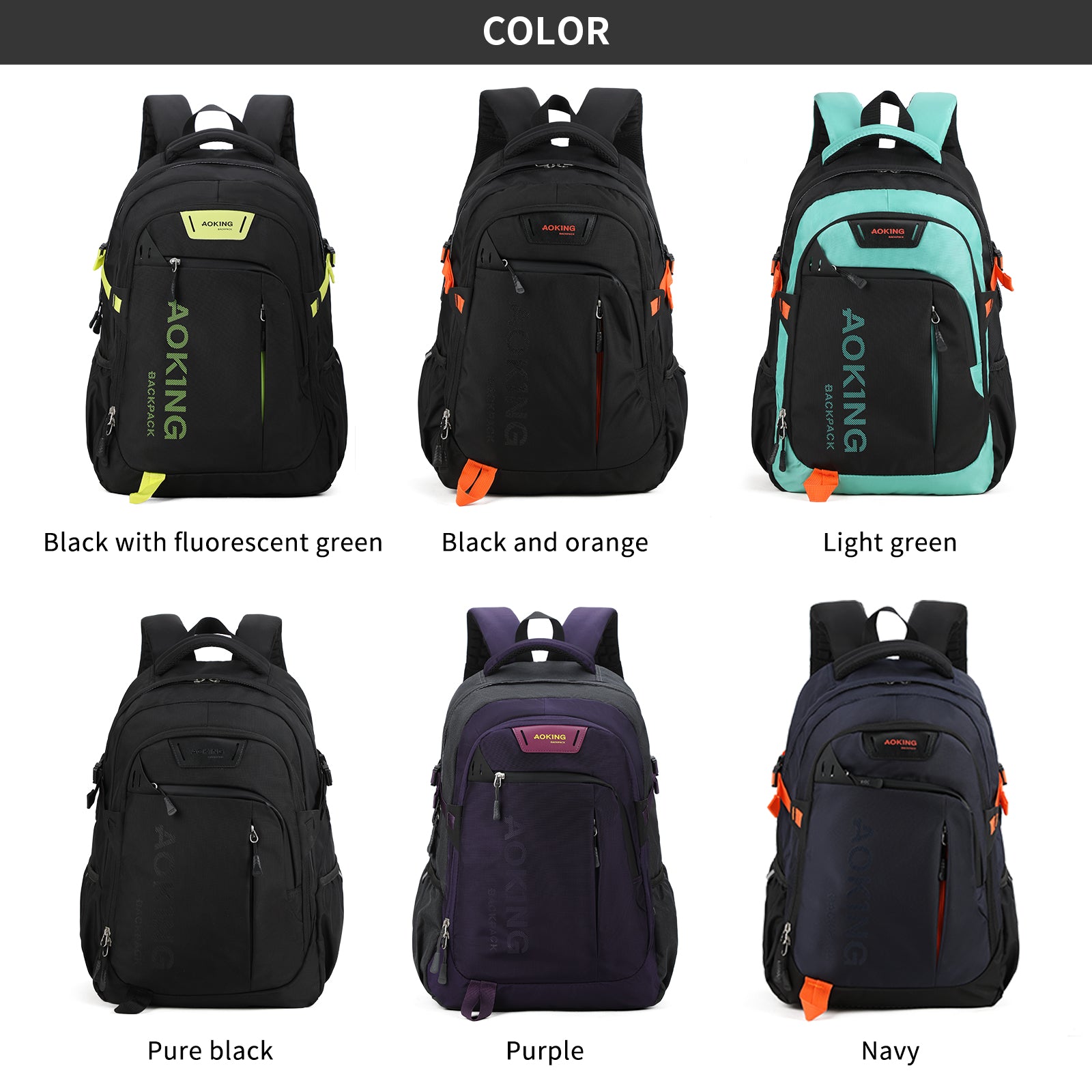 Aoking Backpack Large Capacity Casual Backpack Student Bag SN57605-7B