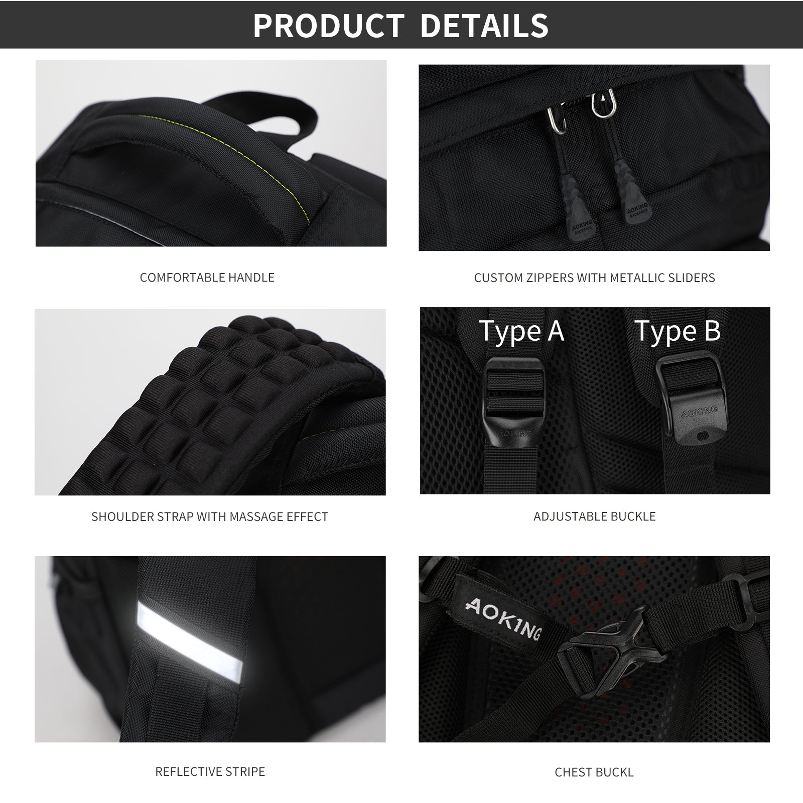 Aoking Backpack Large Capacity Casual Backpack Student Bag SN57605-7B