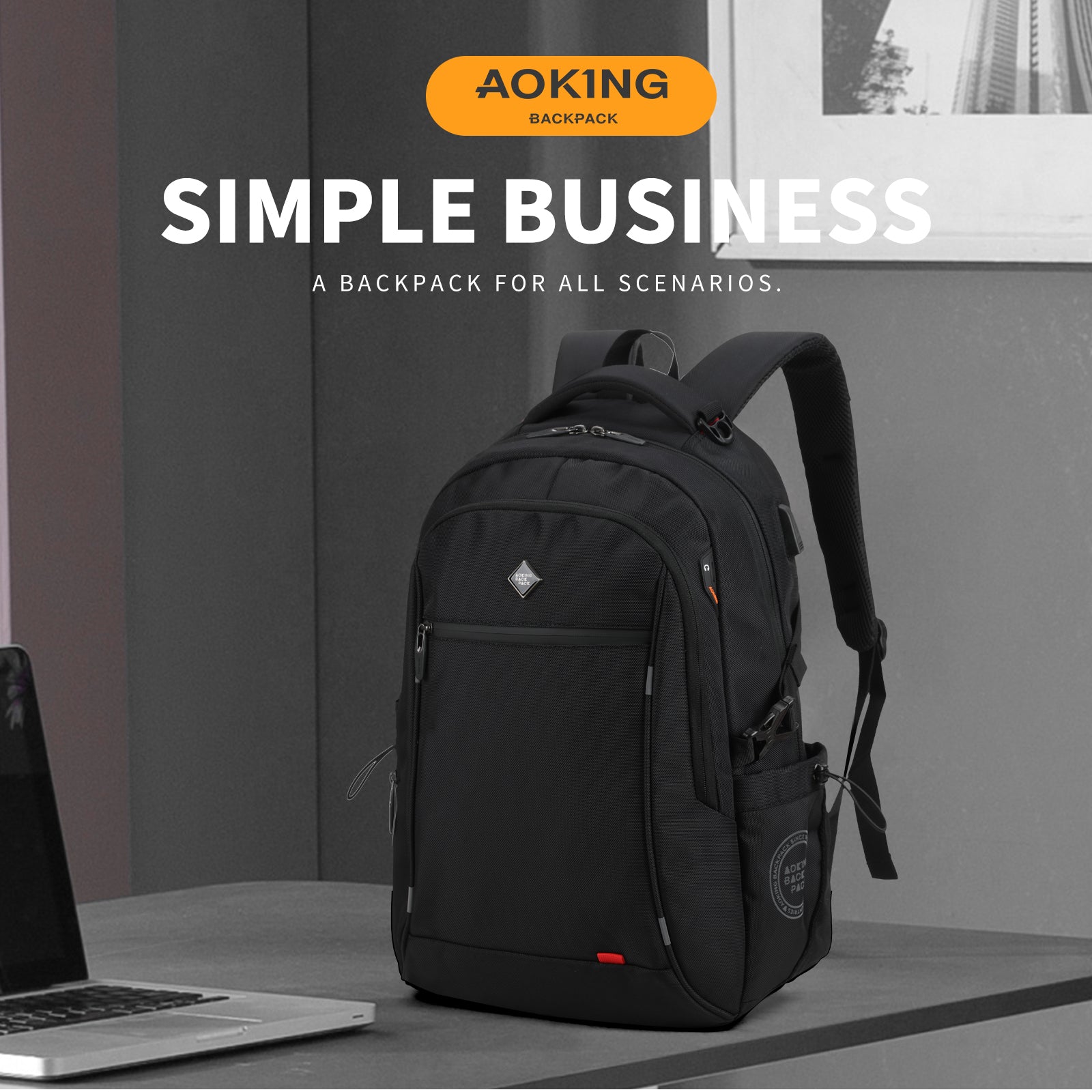 Aoking 15.6''Laptop Business Office Backpack Large Capacity Backpack SN67687-2