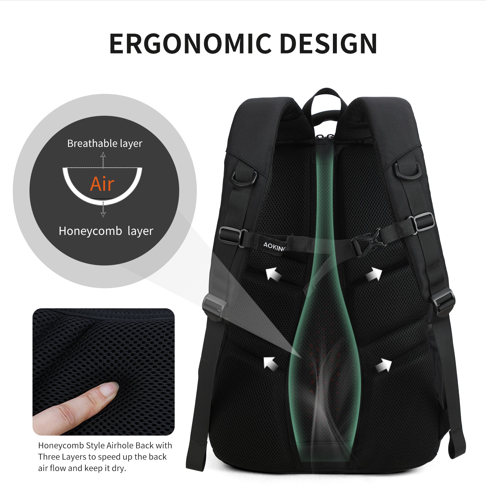 Aoking Large Capacity Laptop Business Backpack SN67732-A