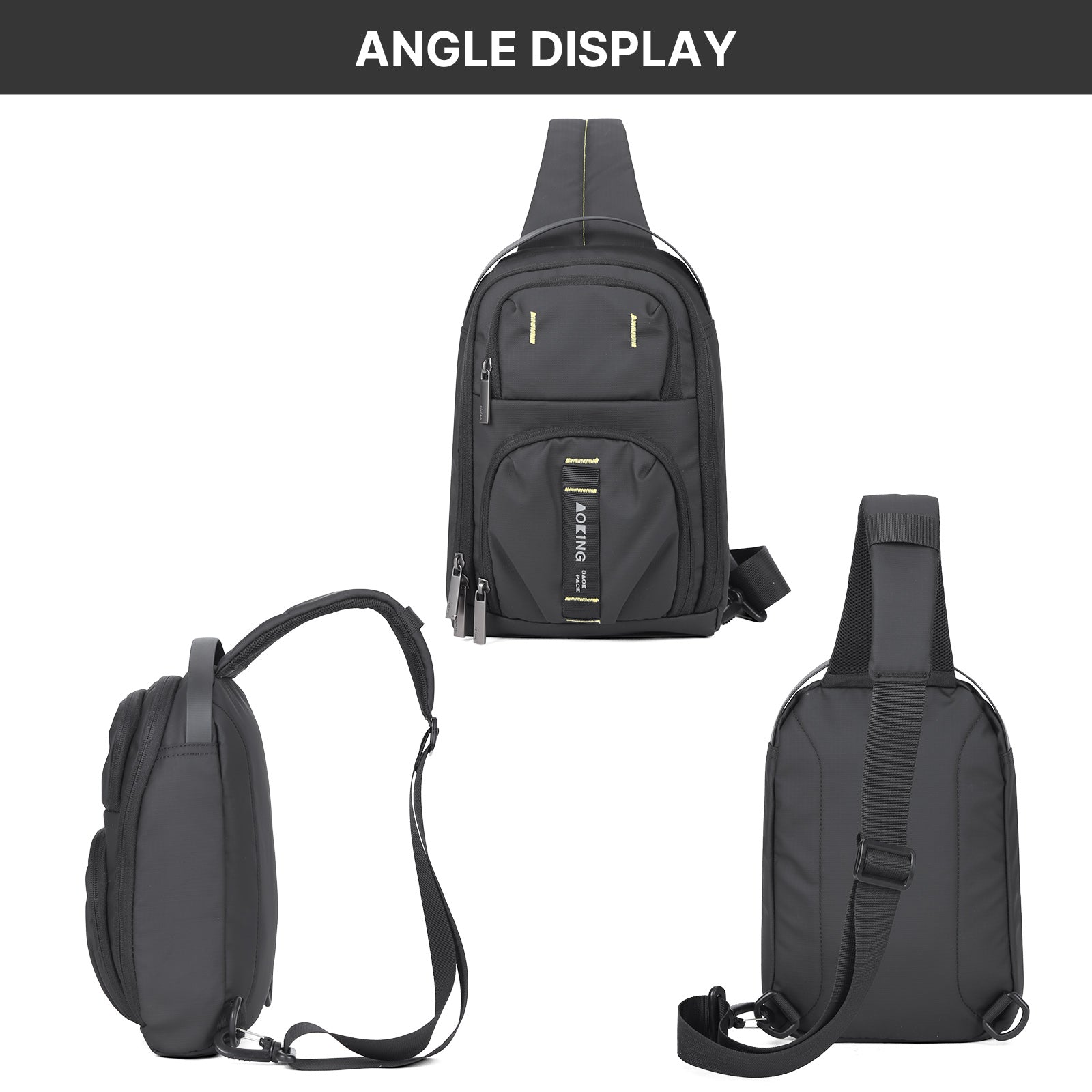 Aoking Black Fashion Men Waterproof Sling Bag SY3085-5