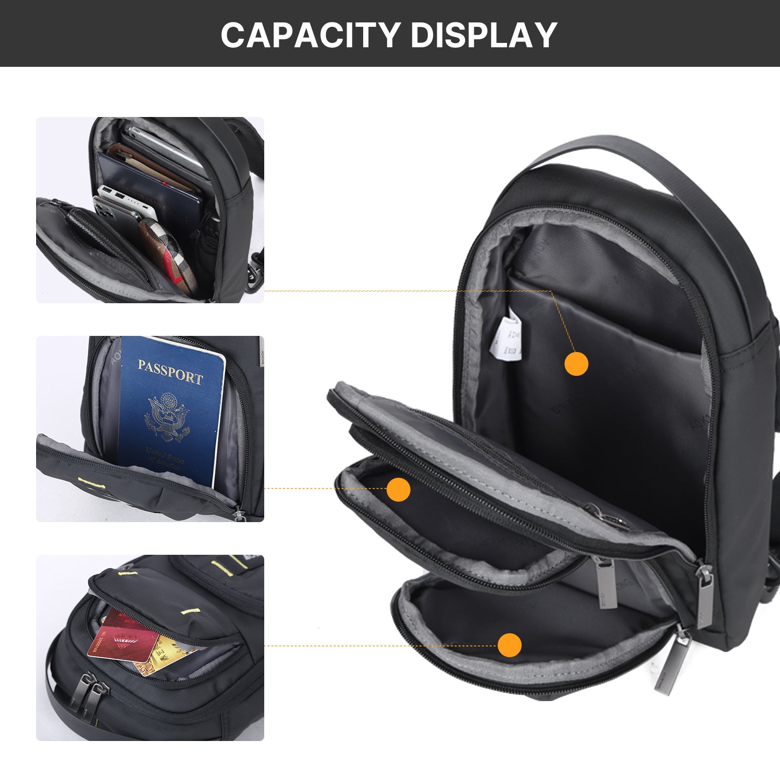 Aoking Black Fashion Men Waterproof Sling Bag SY3085-5