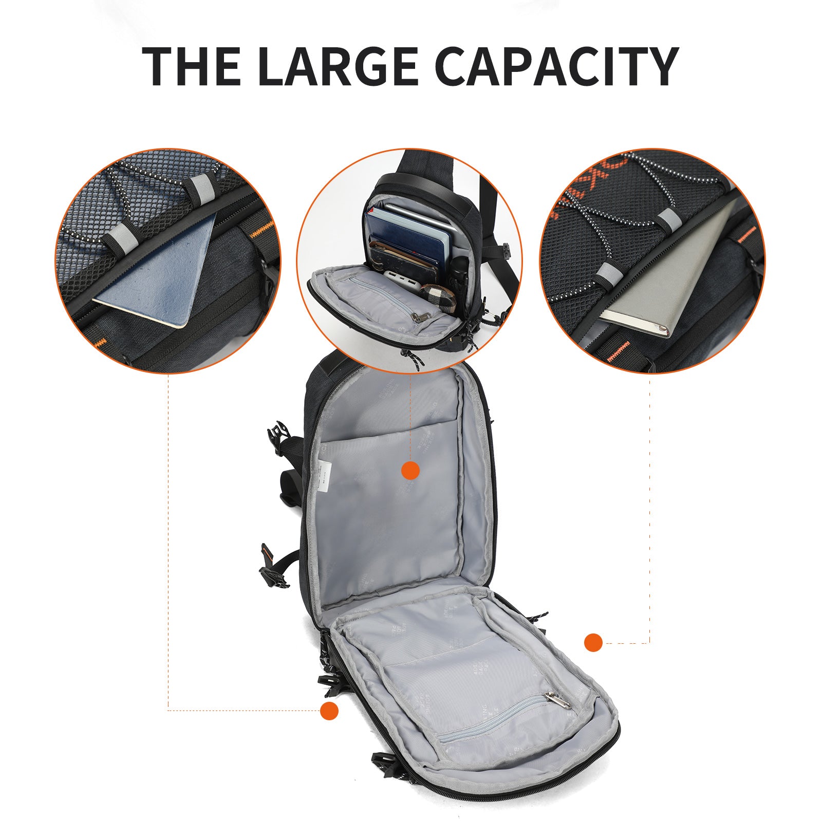 Aoking Black Fashion Men Waterproof Sling Bag SY3307