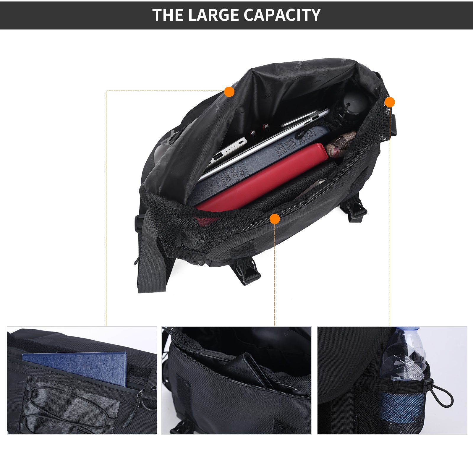Aoking Black Fashion Men Waterproof Crossbody Sling Bag XK3034-5