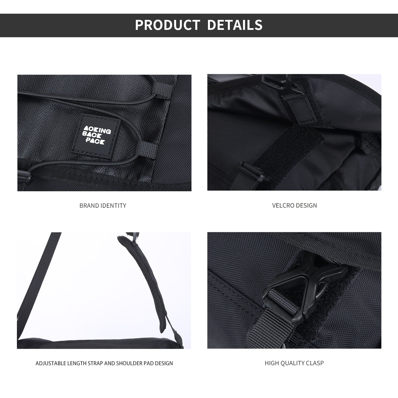 Aoking Black Fashion Men Waterproof Crossbody Sling Bag XK3034-5