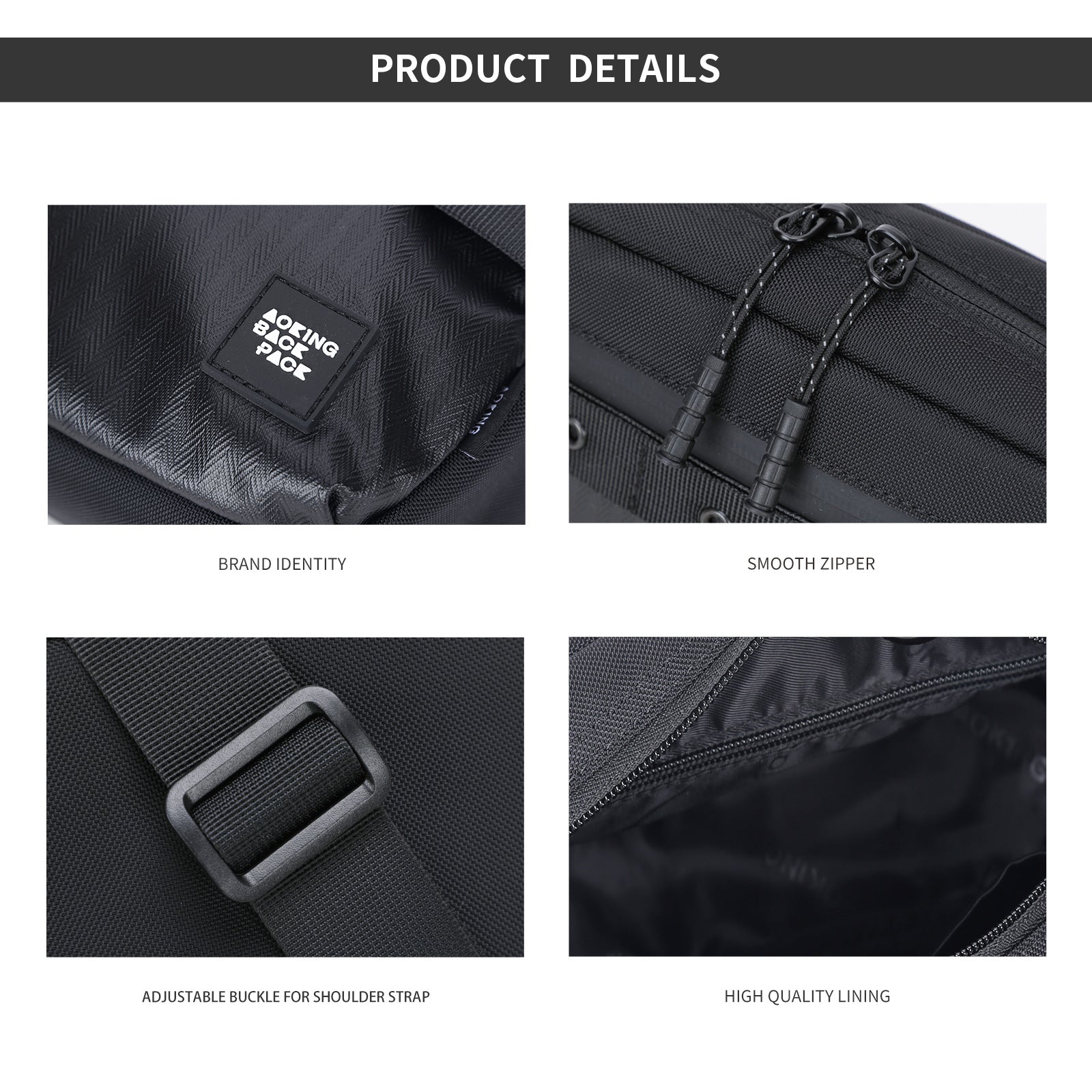 Aoking Black Fashion Men Waterproof Crossbody Sling Bag XK3035-5