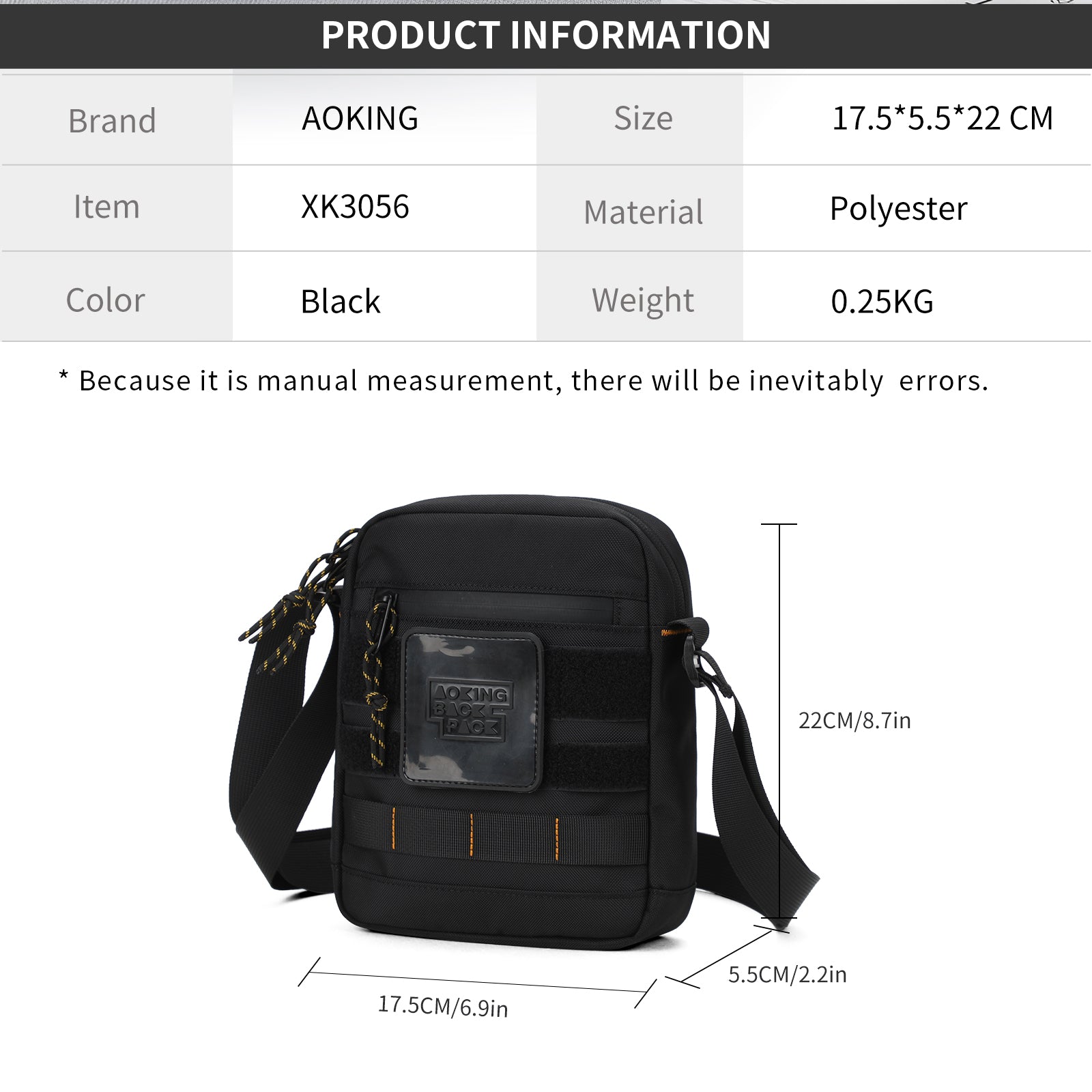 Aoking Durable Large Capacity Cross-Body Shoulder Bag XK3056