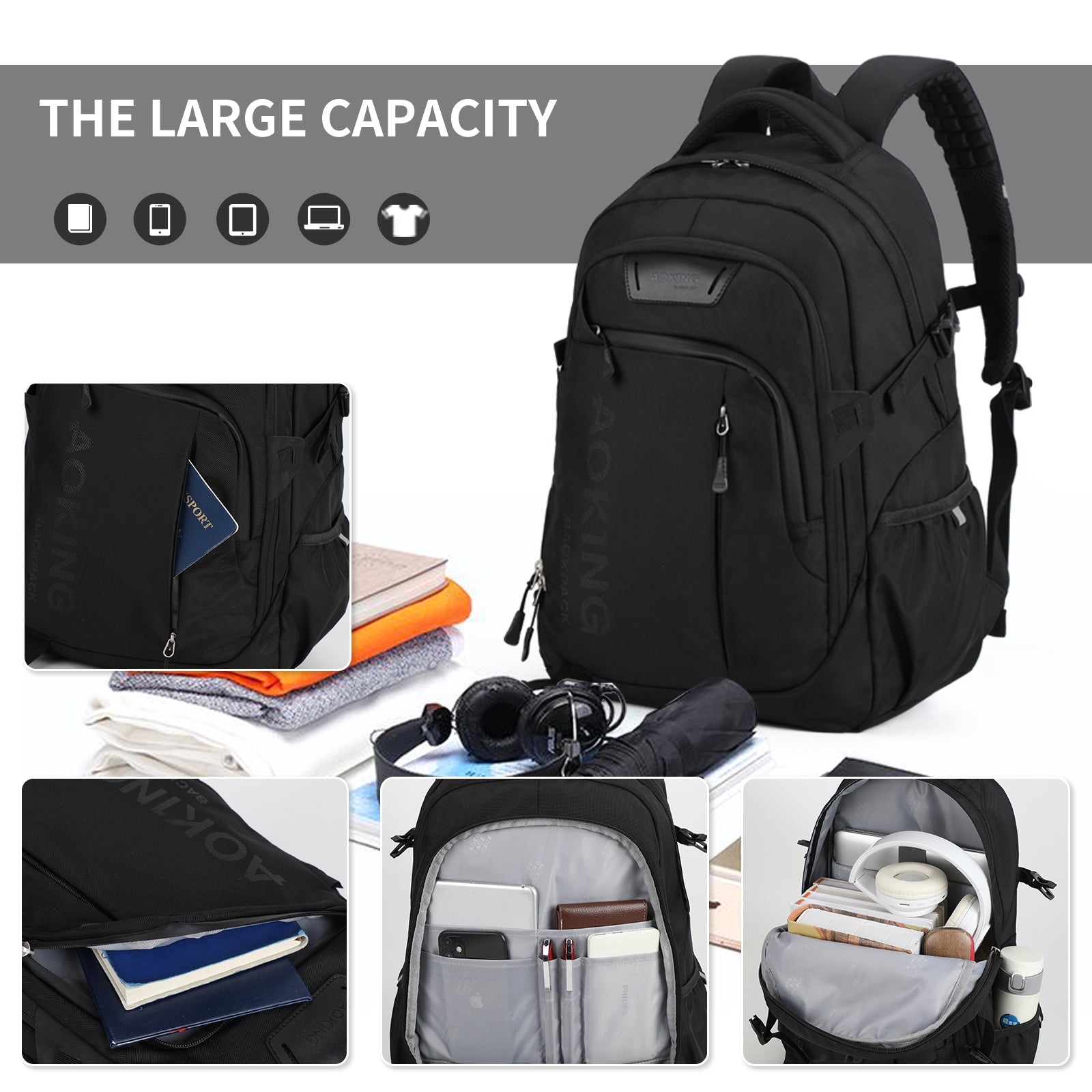 Aoking Backpack Large Capacity Casual Backpack Student Bag XN2530B