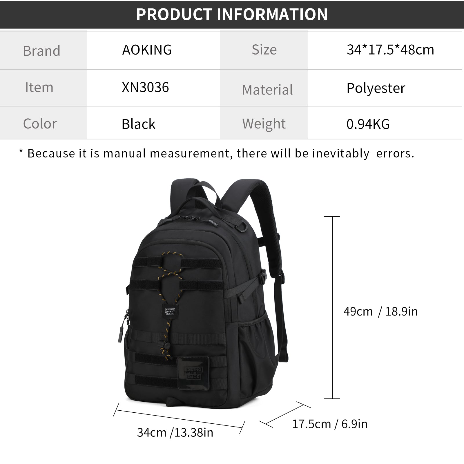 Aoking Large Capacity Casual Backpack XN3036