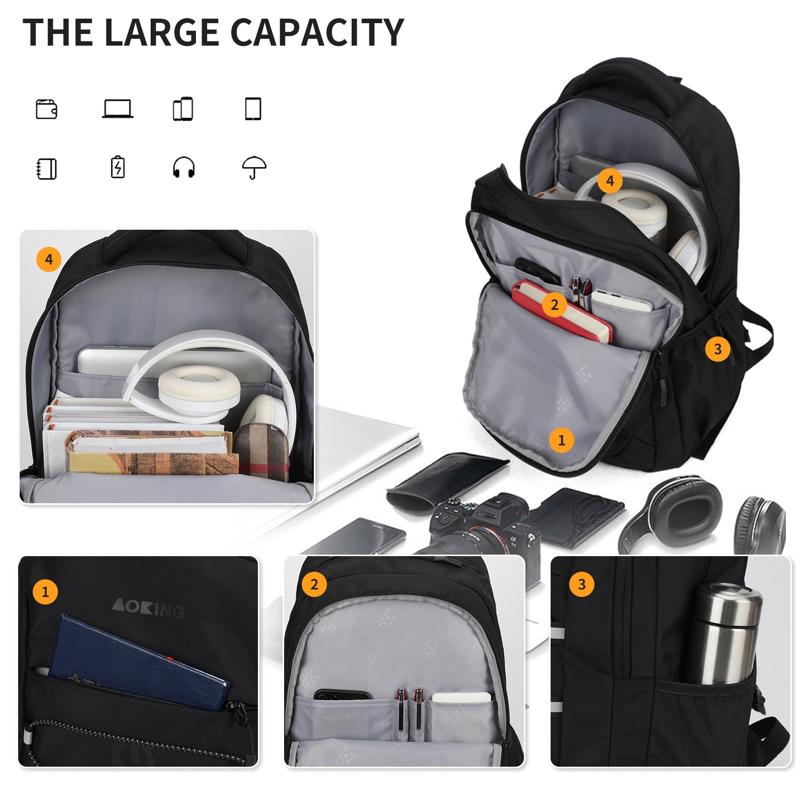 Aoking Backpack White Large Capacity Casual Backpack Student Bag XN3339