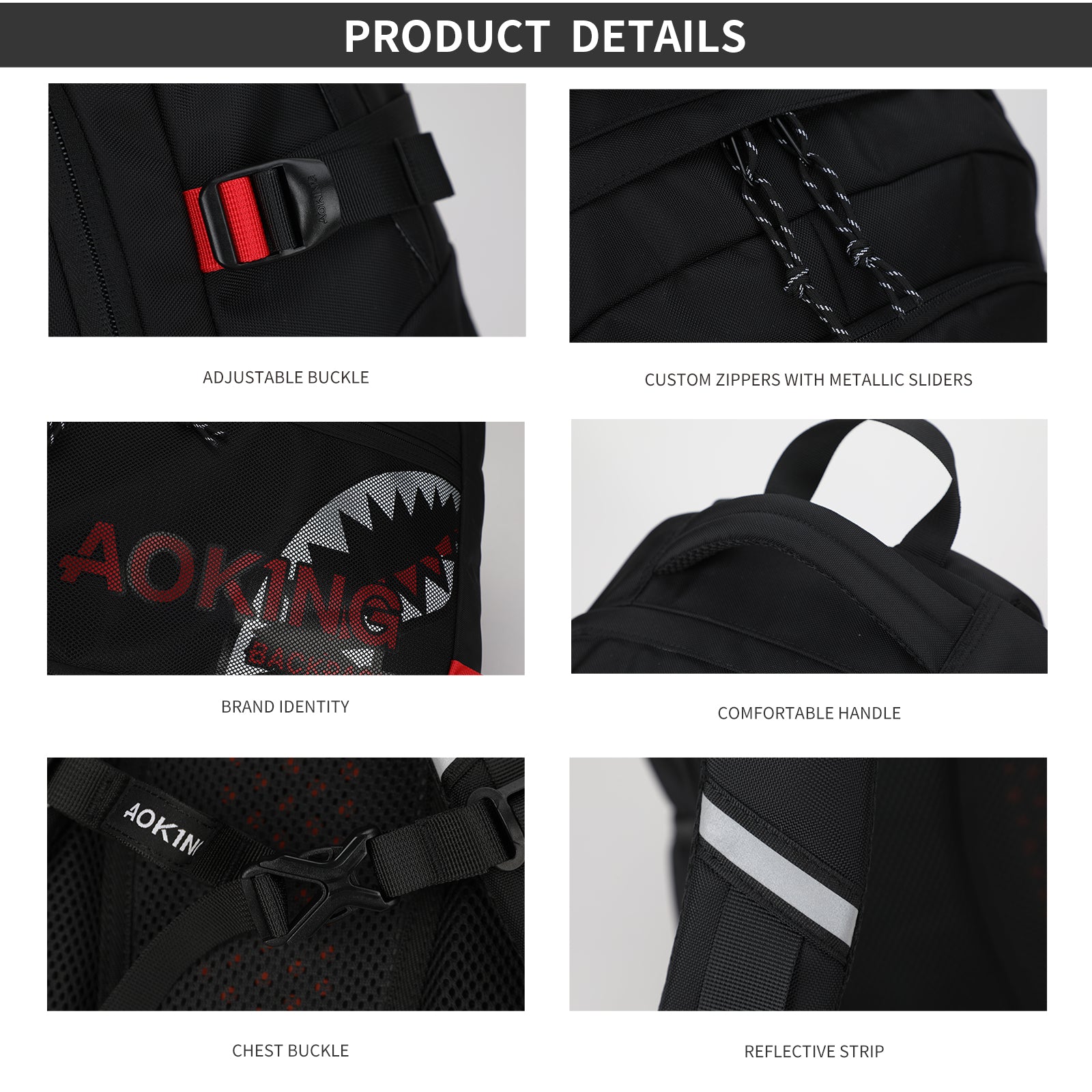 Aoking Backpack Big Shark Casual Backpack Student Bag XN3358