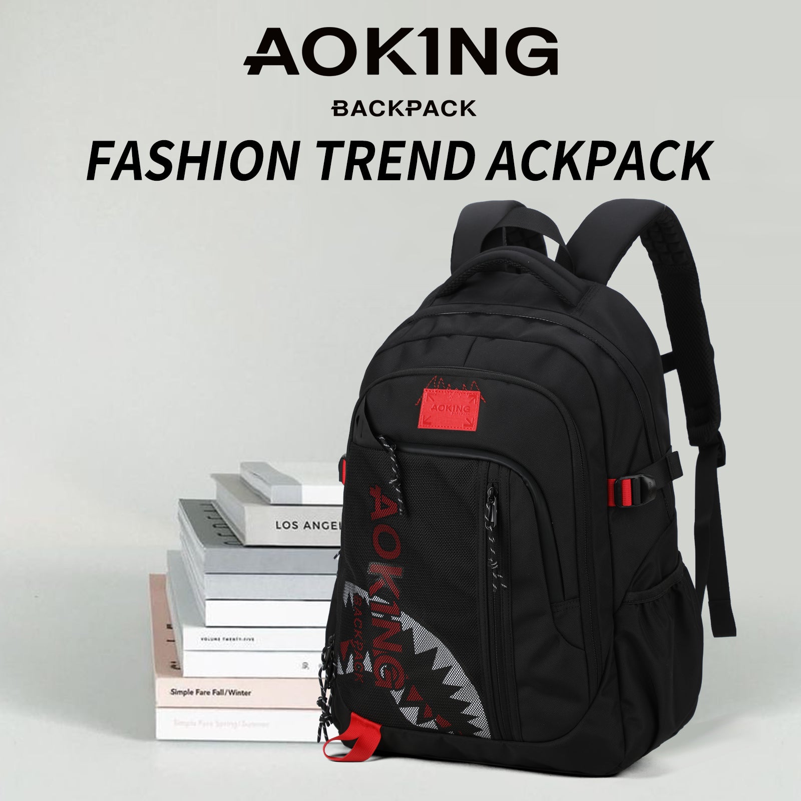 Aoking Backpack Big Shark Casual Backpack Student Bag XN3358