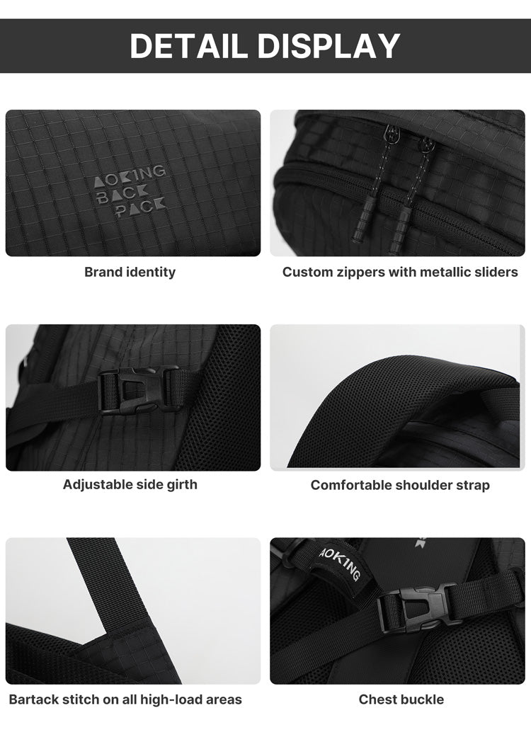 Aoking Backpack Black Casual Backpack Student Bag XN3377