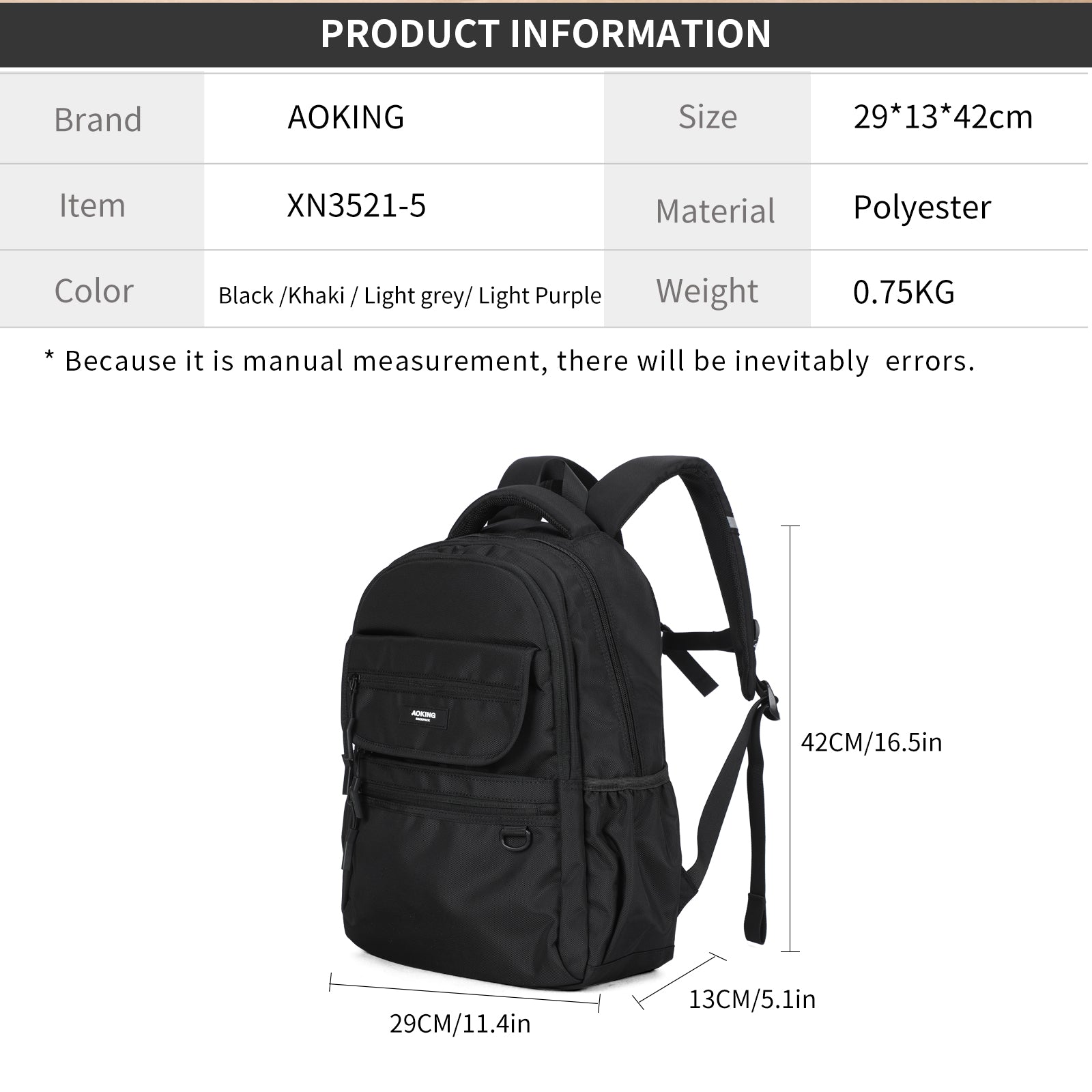 Aoking Backpack Casual Backpack Student Bag XN3521-5
