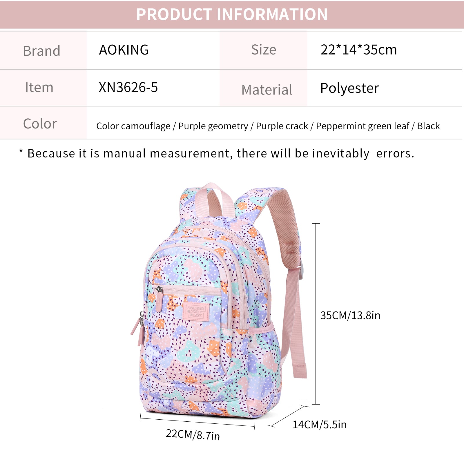 Aoking Casual Lightweight School Backpack XN3626-5