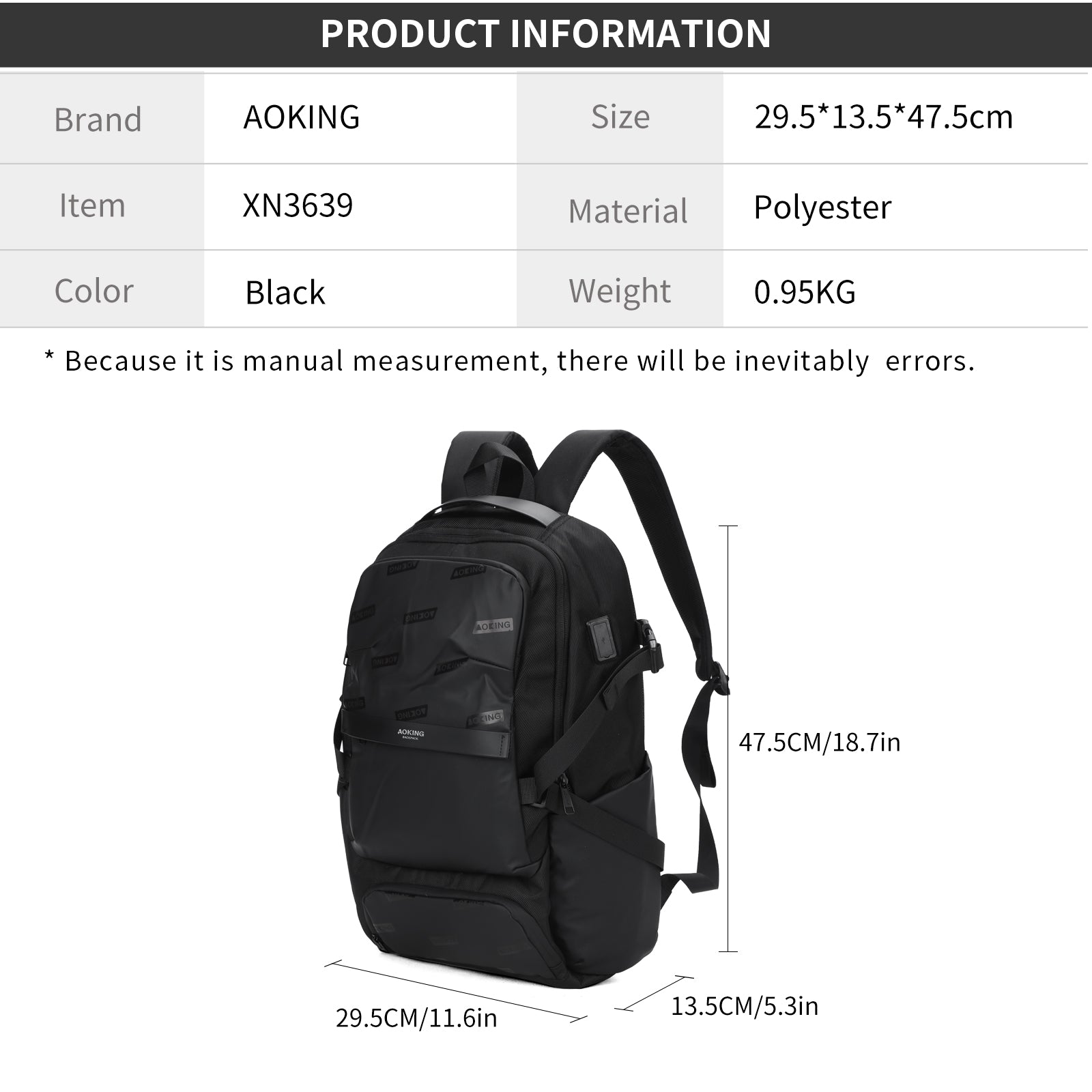 Aoking Factory Price Casual Sport Backpack XN3639