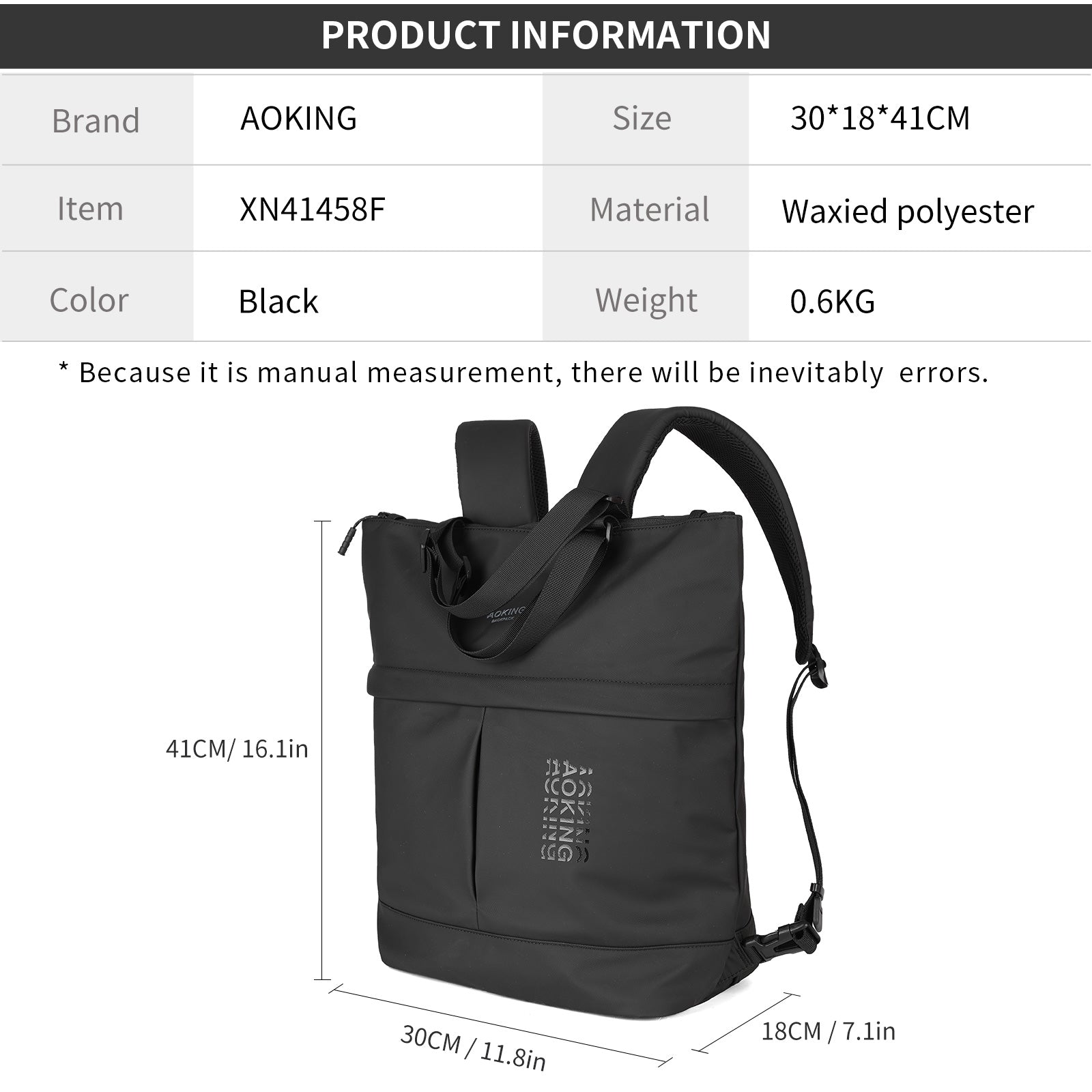 Aoking Lightweight Casual Anti-Theft Backpack Laptop Backpack XN41458F