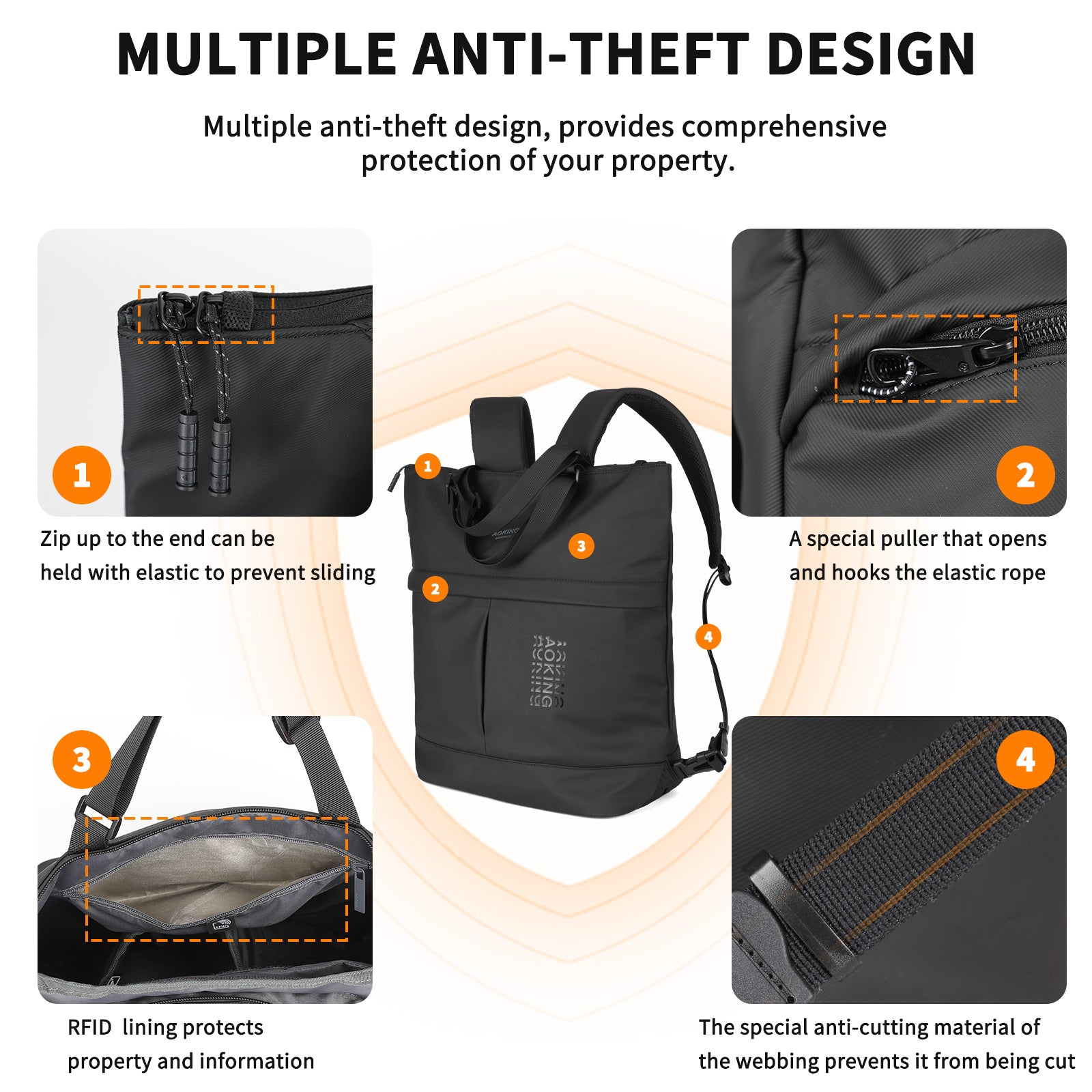 Aoking Lightweight Casual Anti-Theft Backpack Laptop Backpack XN41458F