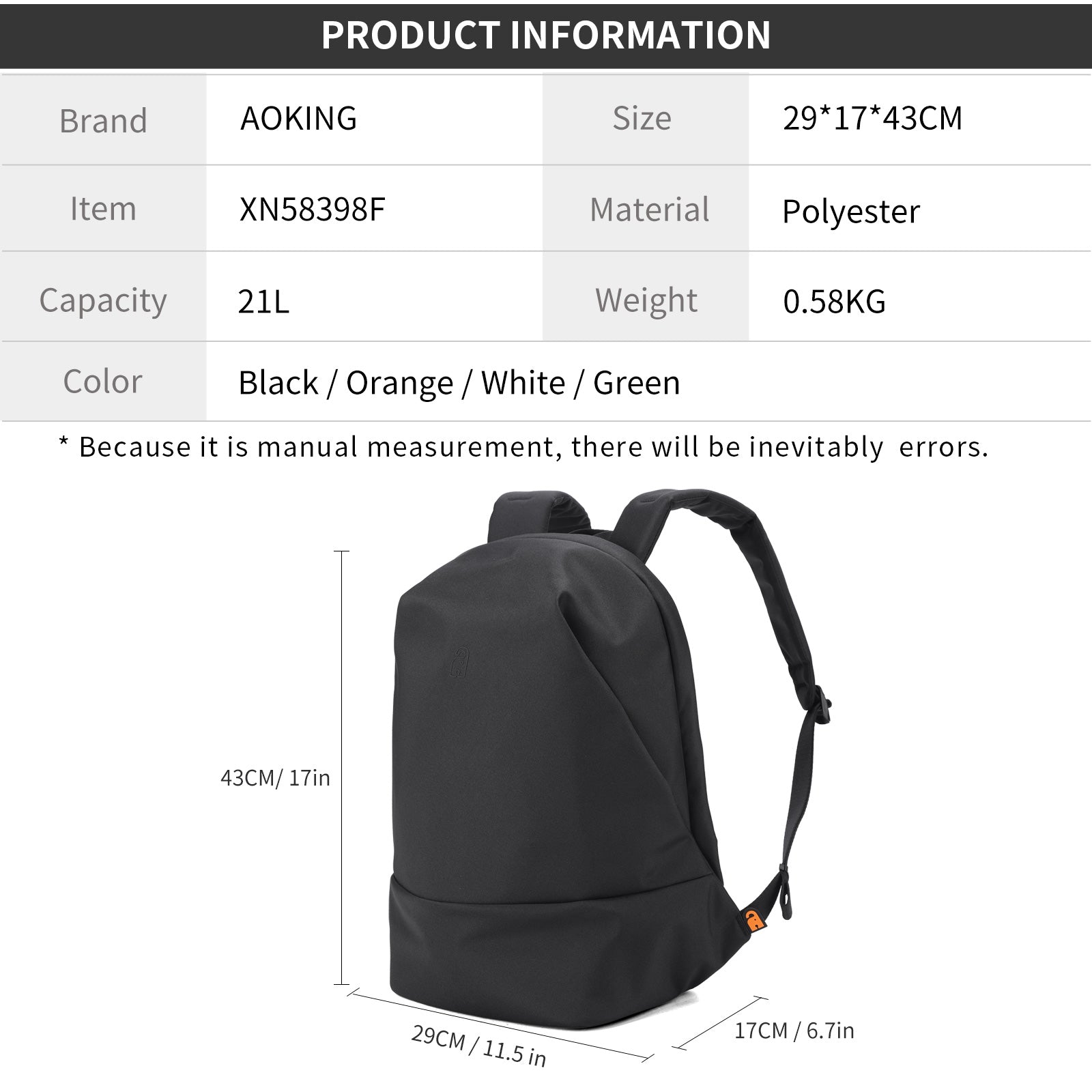 Aoking Large Capacity Casual Anti-Theft Backpack Laptop Backpack XN58398F