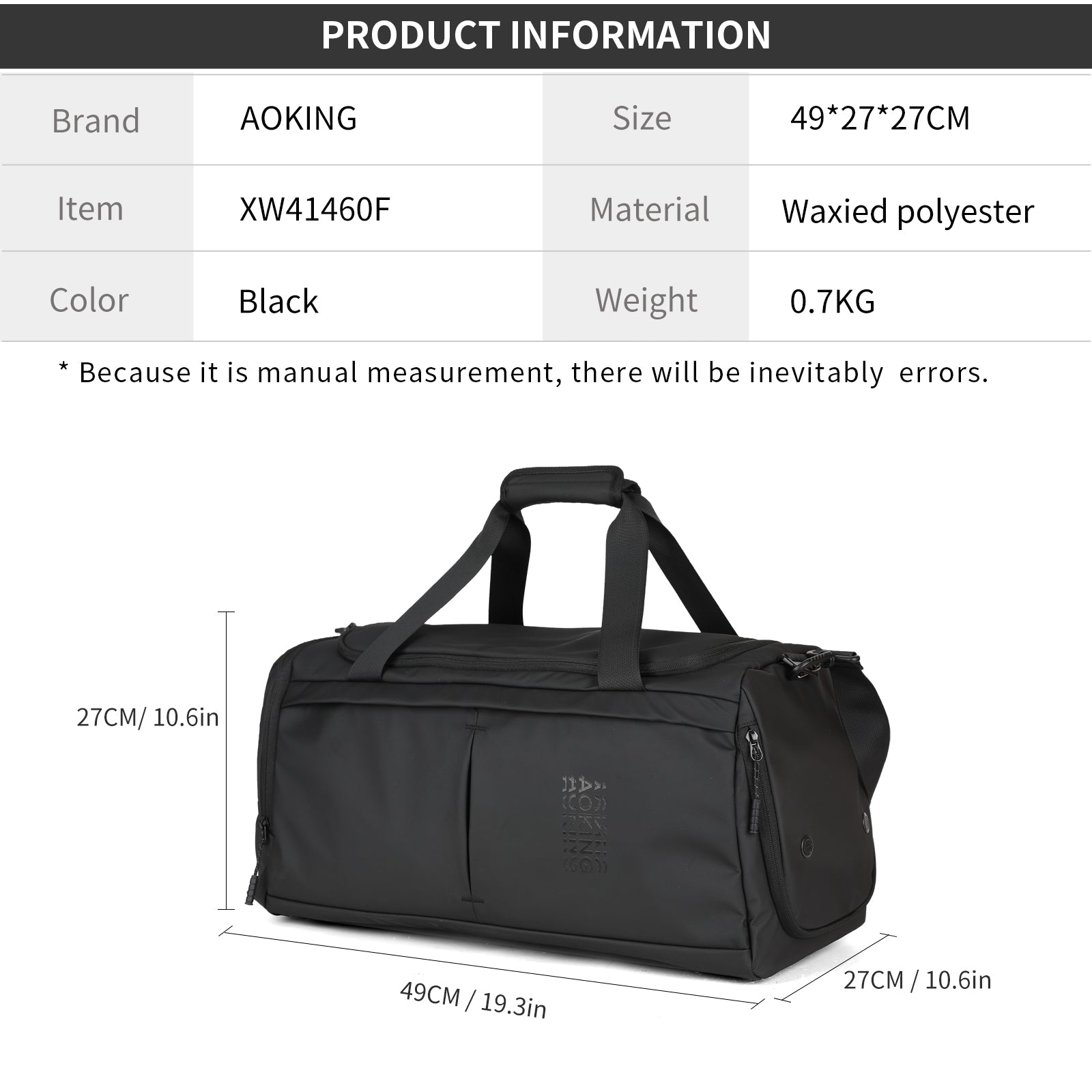 Aoking Large Capacity Anti-Theft Travel Bag XW41460F