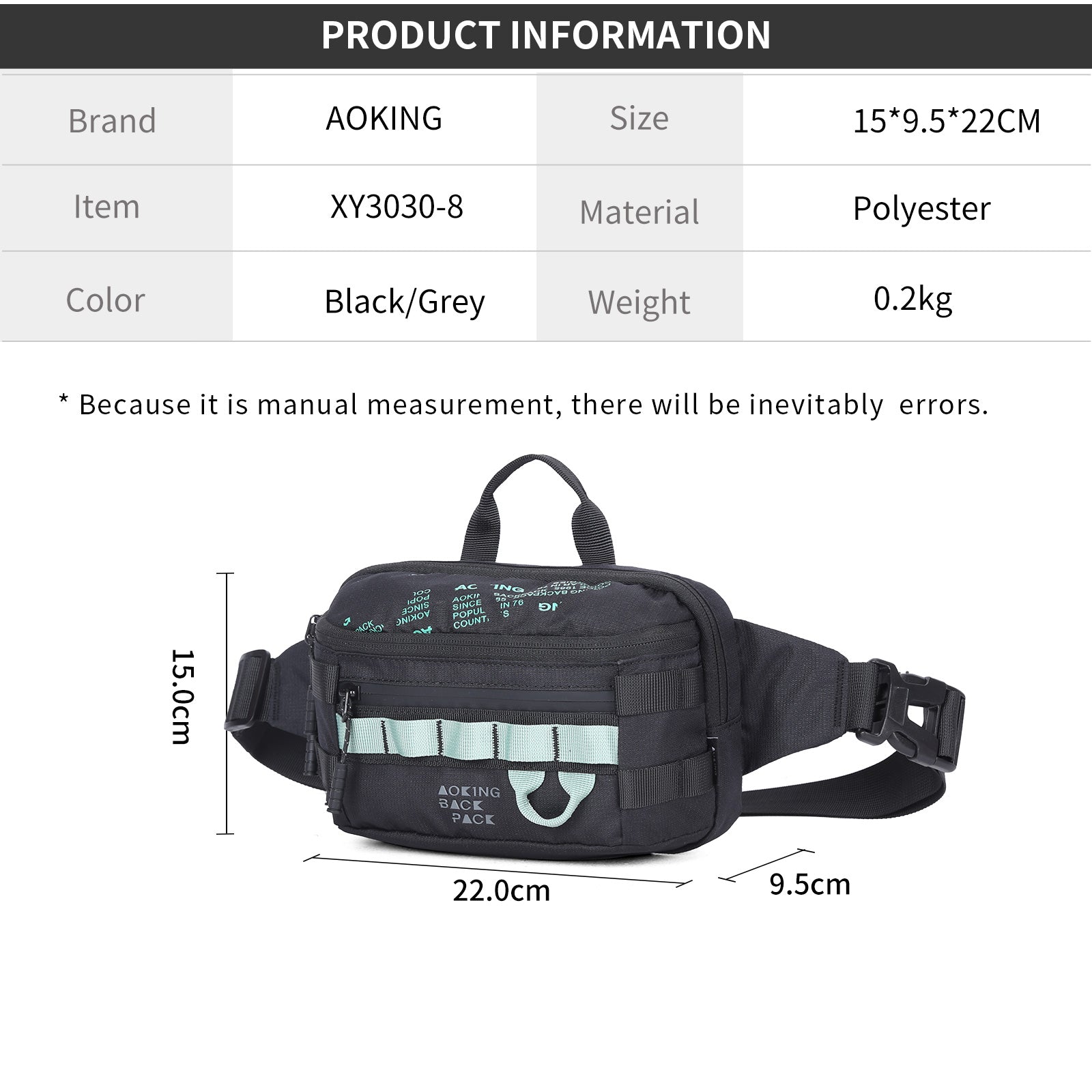 Aoking Casual Sport Lightweight Waist Bag XY3030-8