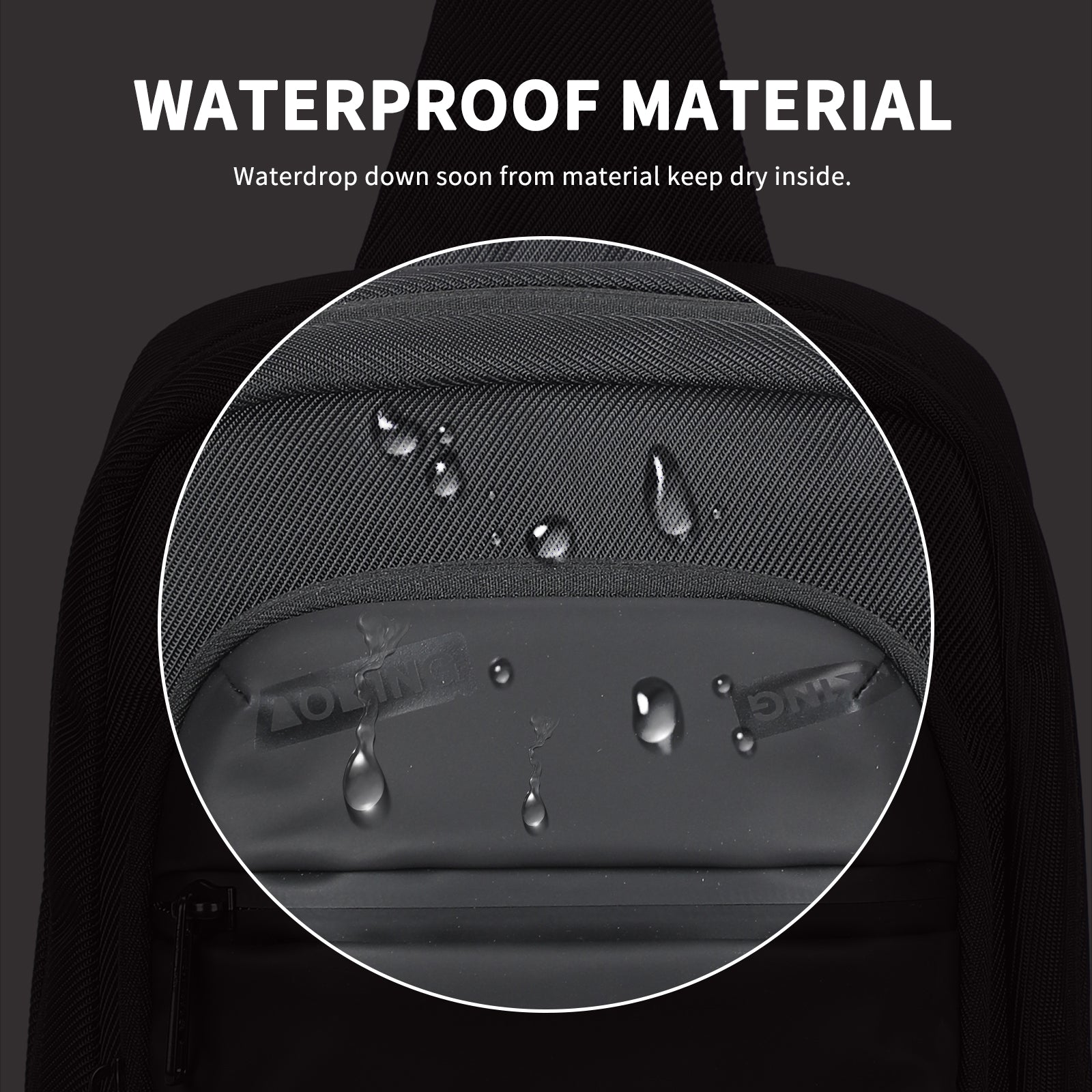 Aoking Black Fashion Men Waterproof Crossbody Sling Bag XY3073