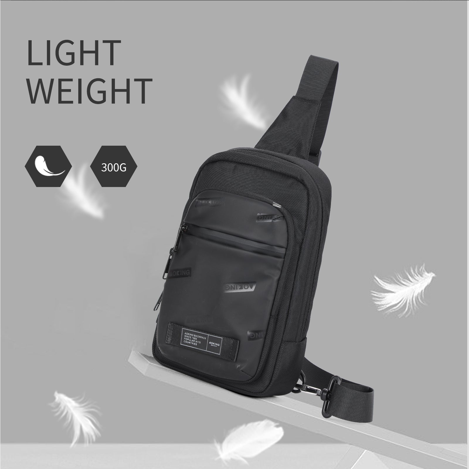 Aoking Black Fashion Men Waterproof Crossbody Sling Bag XY3073