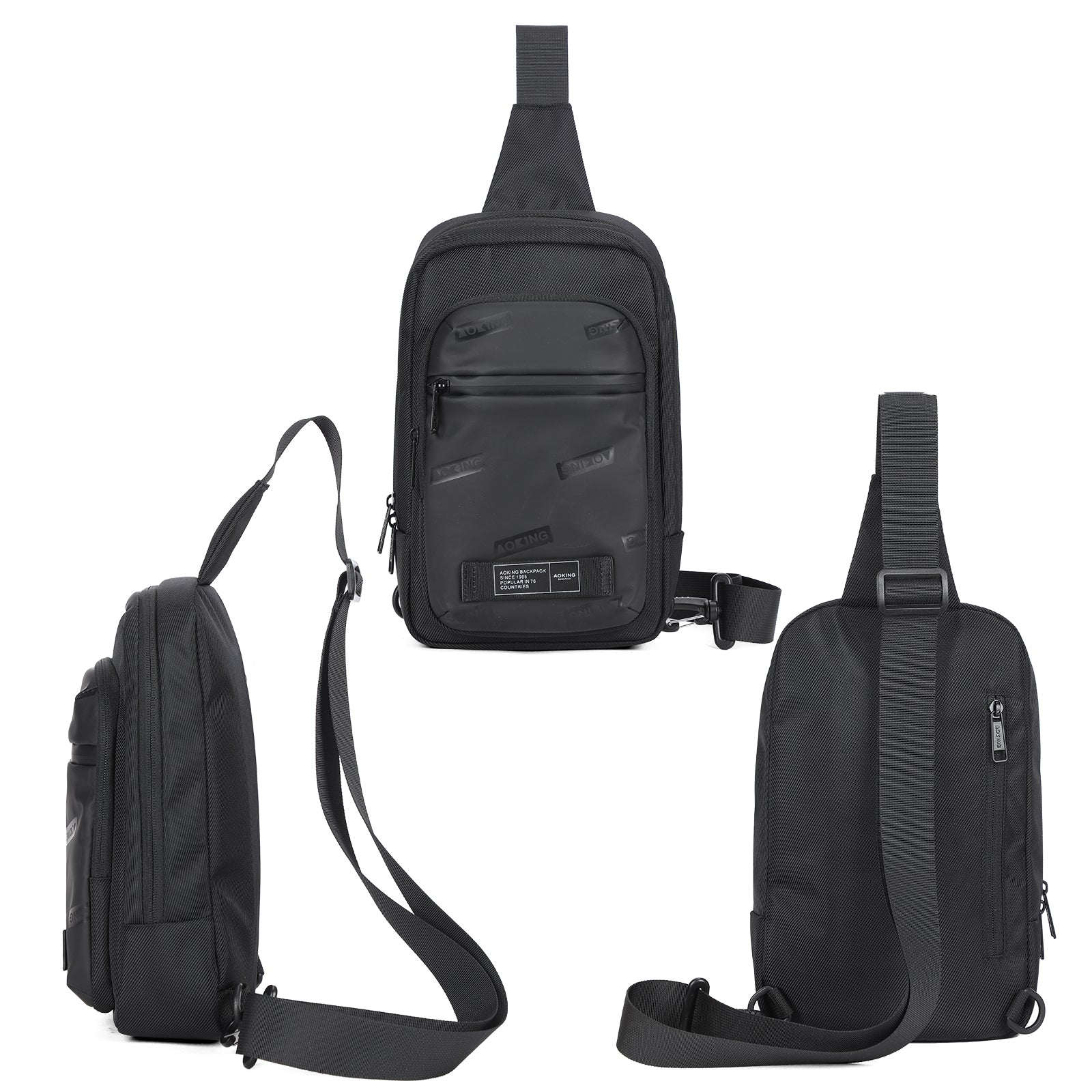 Aoking Black Fashion Men Waterproof Crossbody Sling Bag XY3073