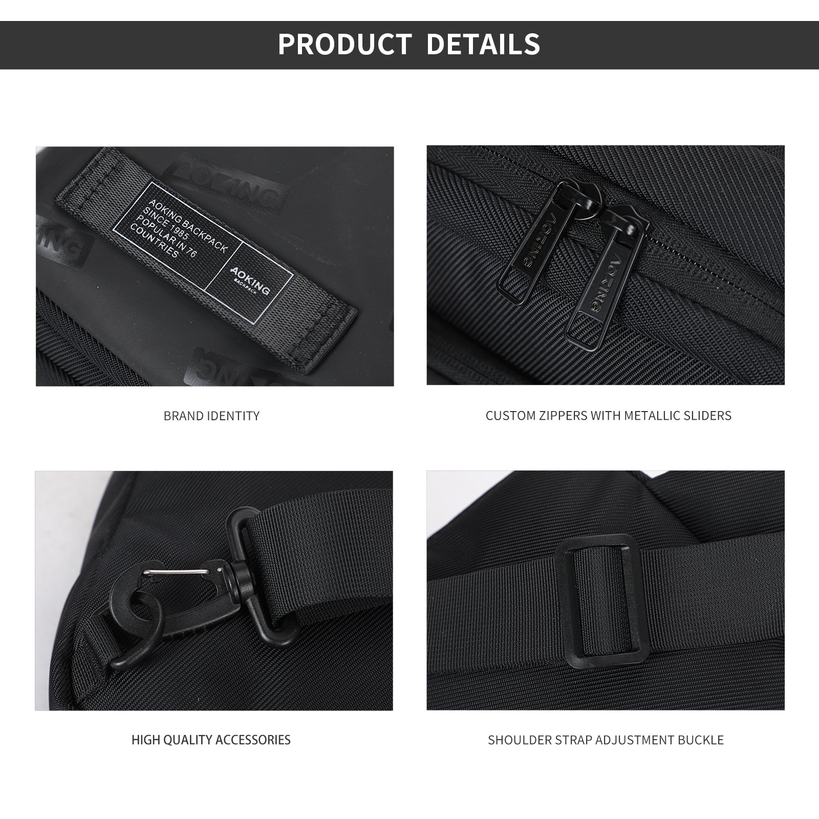 Aoking Black Fashion Men Waterproof Crossbody Sling Bag XY3073